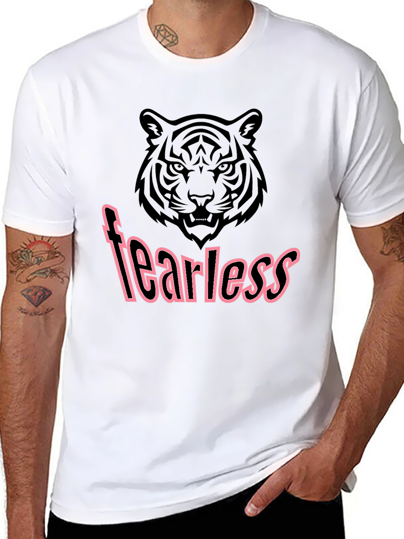 Fearless Tiger Graphic Tee - Stylish Mens Black T-Shirt