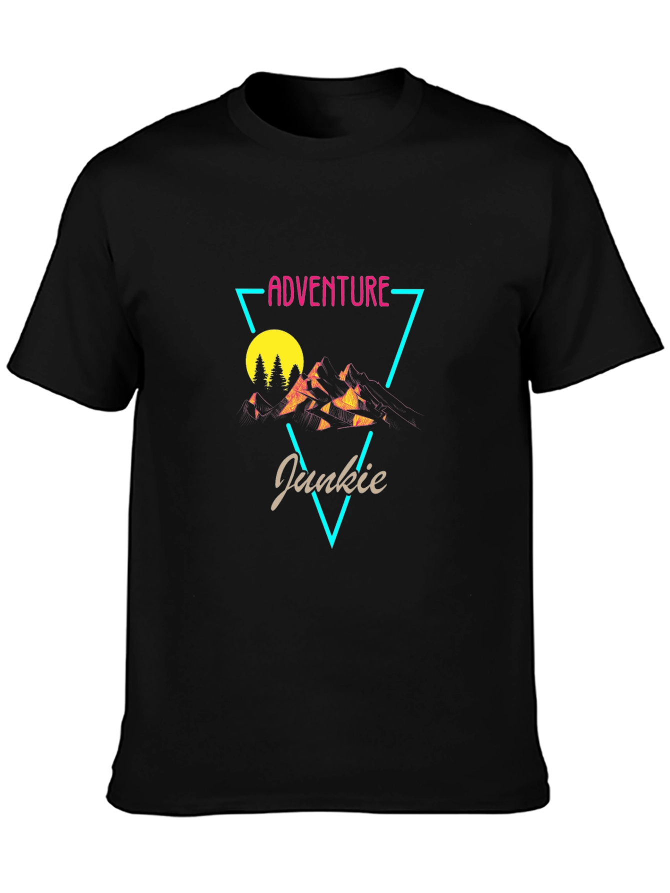 Adventure Junkie Graphic Tee - Black Cotton T-Shirt