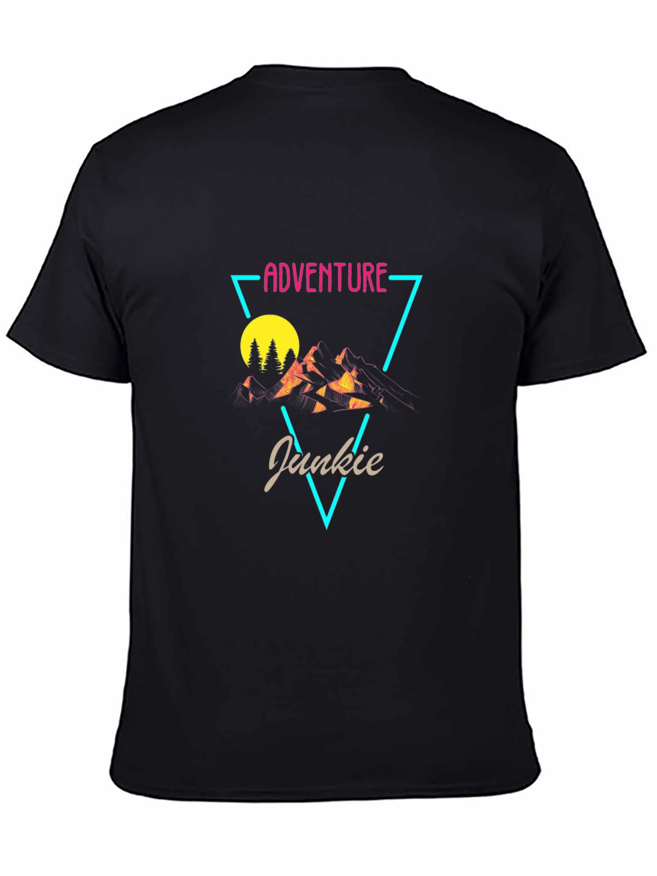 Adventure Junkie Graphic Tee - Black Cotton T-Shirt
