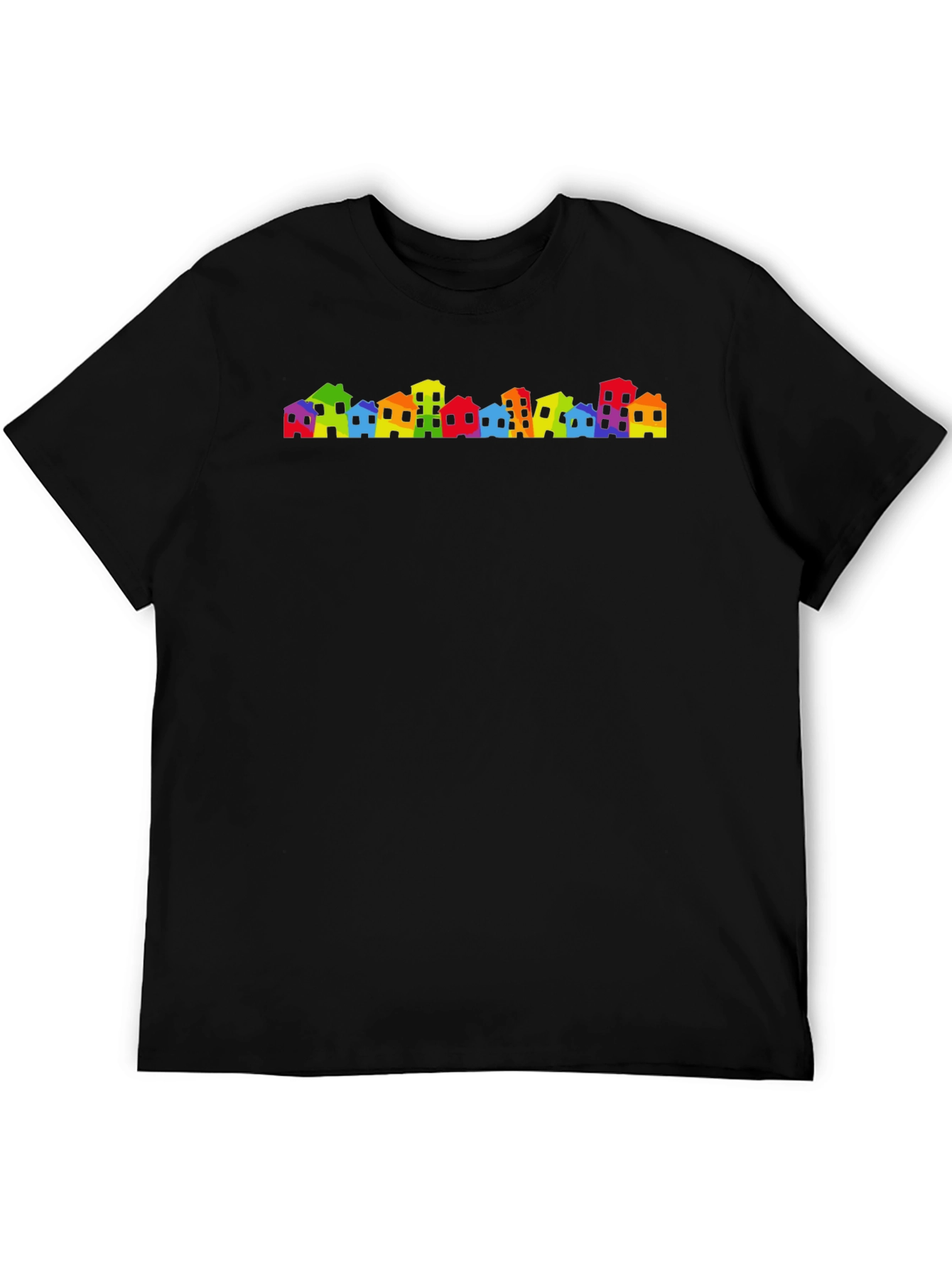 Rainbow Townscape Black T-Shirt
