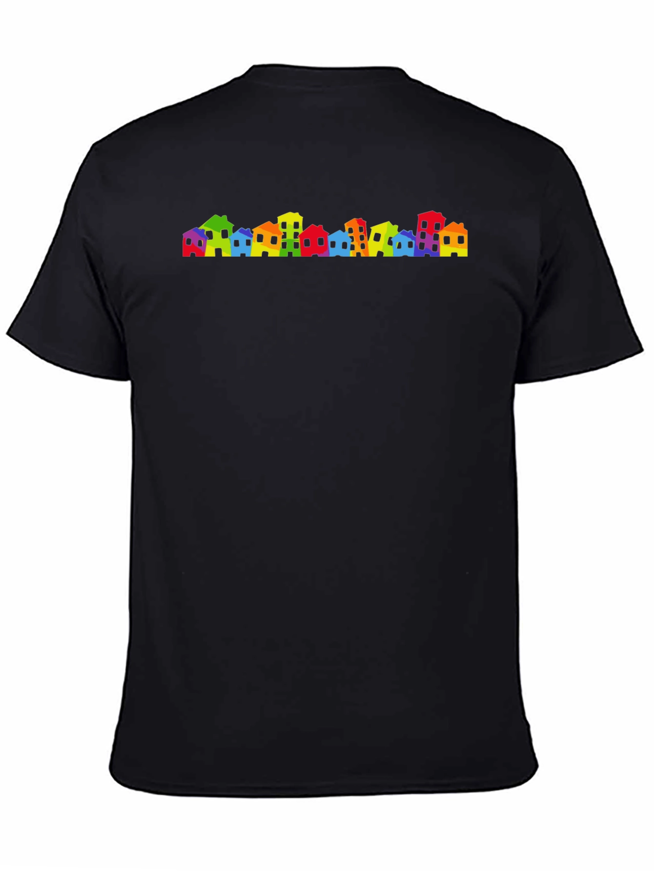 Rainbow Townscape Black T-Shirt