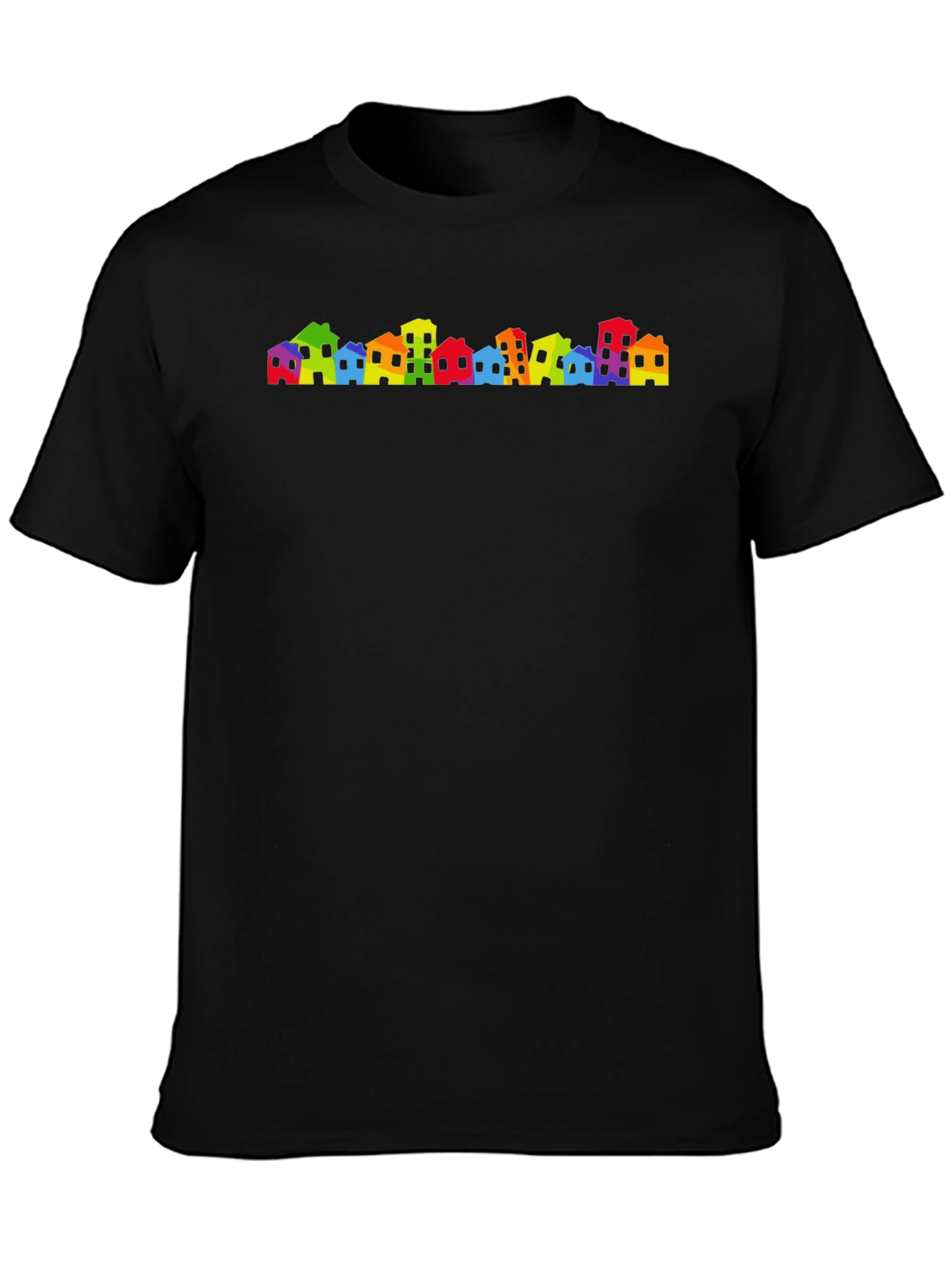 Rainbow Townscape Black T-Shirt