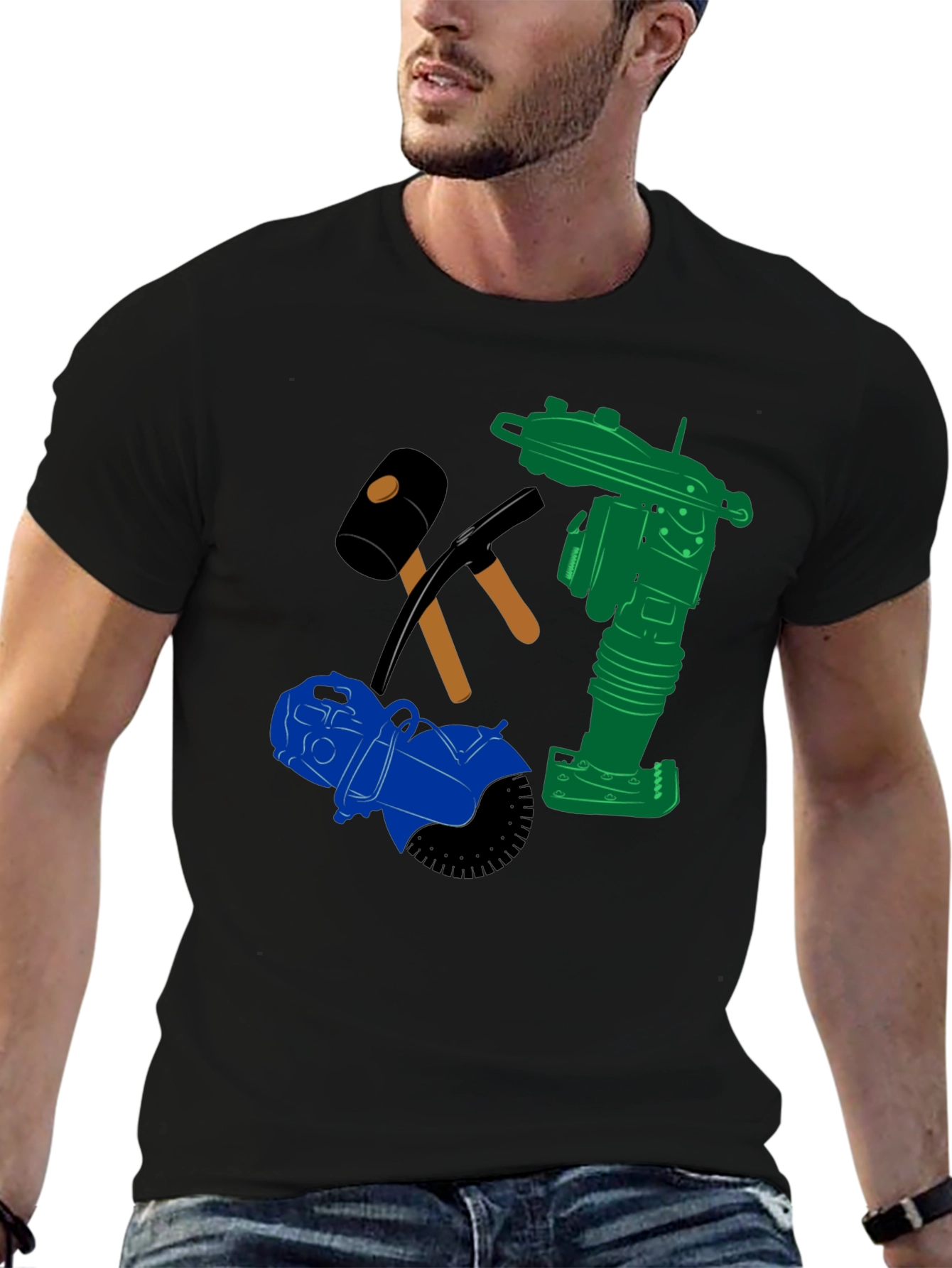 Construction Crew Tee: Heavy Duty Tools Graphic