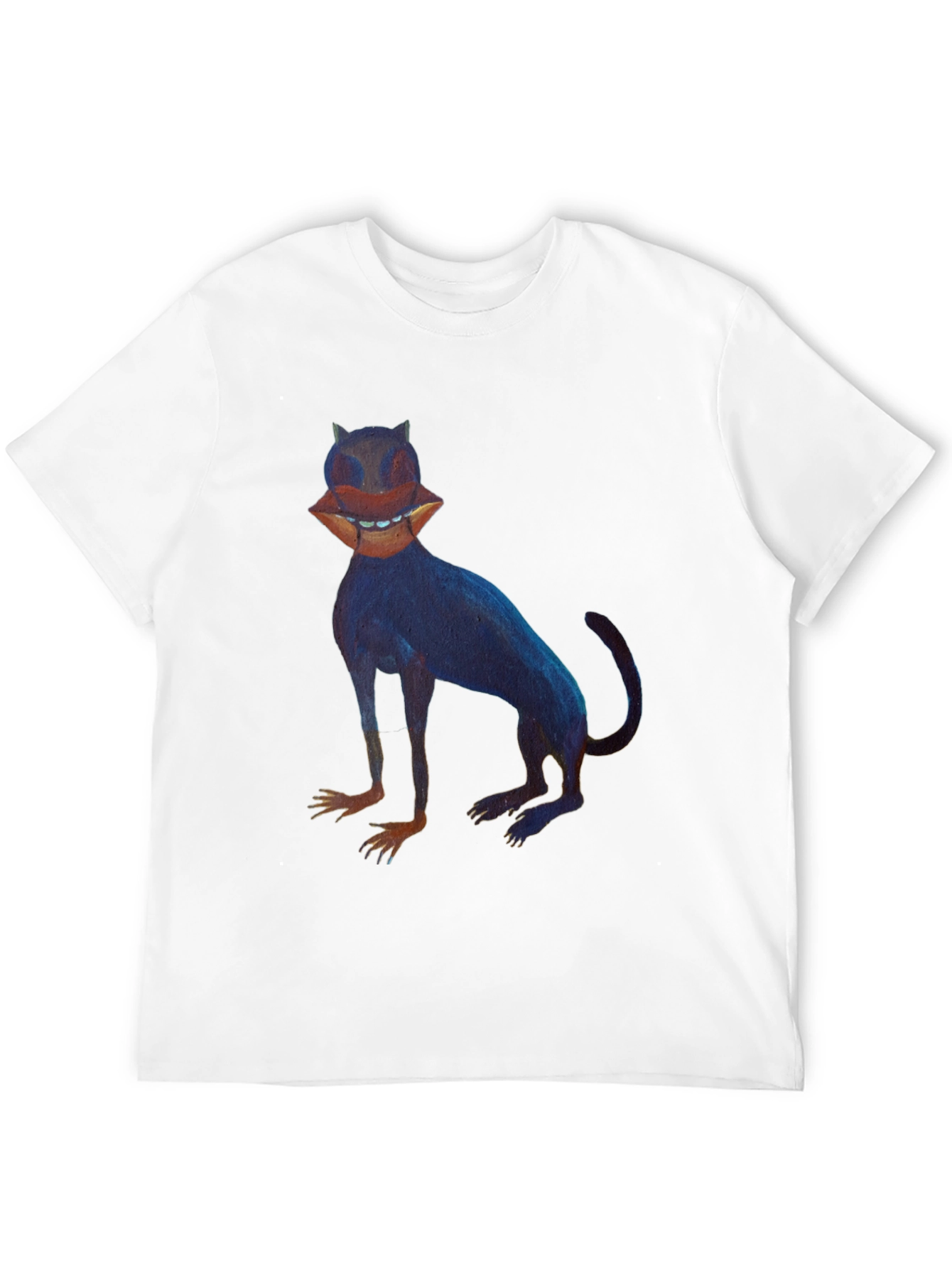 Surreal Cat Graphic Tee - Unique Black T-Shirt