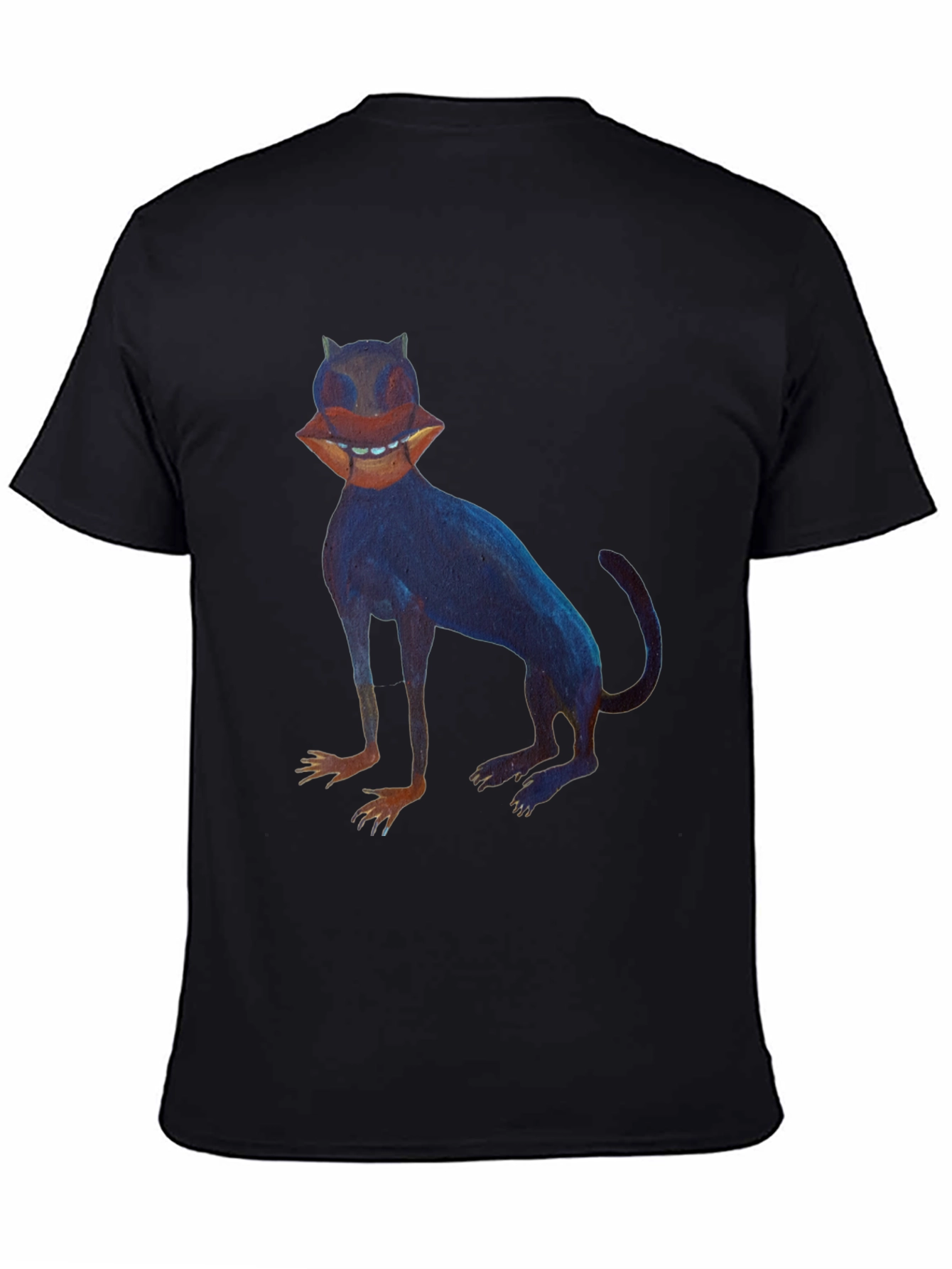Surreal Cat Graphic Tee - Unique Black T-Shirt