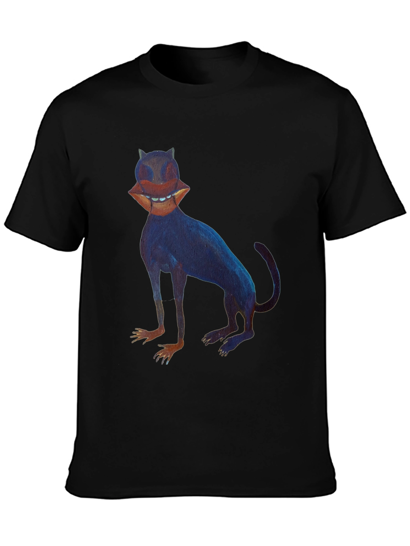 Surreal Cat Graphic Tee - Unique Black T-Shirt