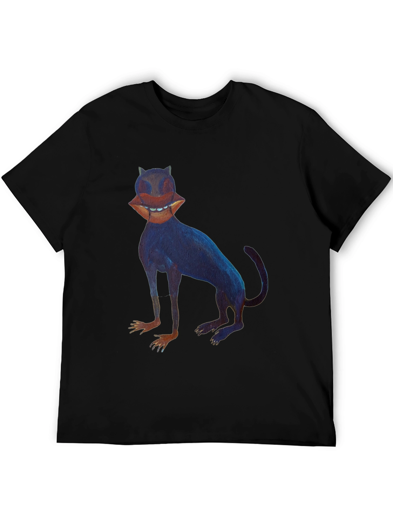 Surreal Cat Graphic Tee - Unique Black T-Shirt