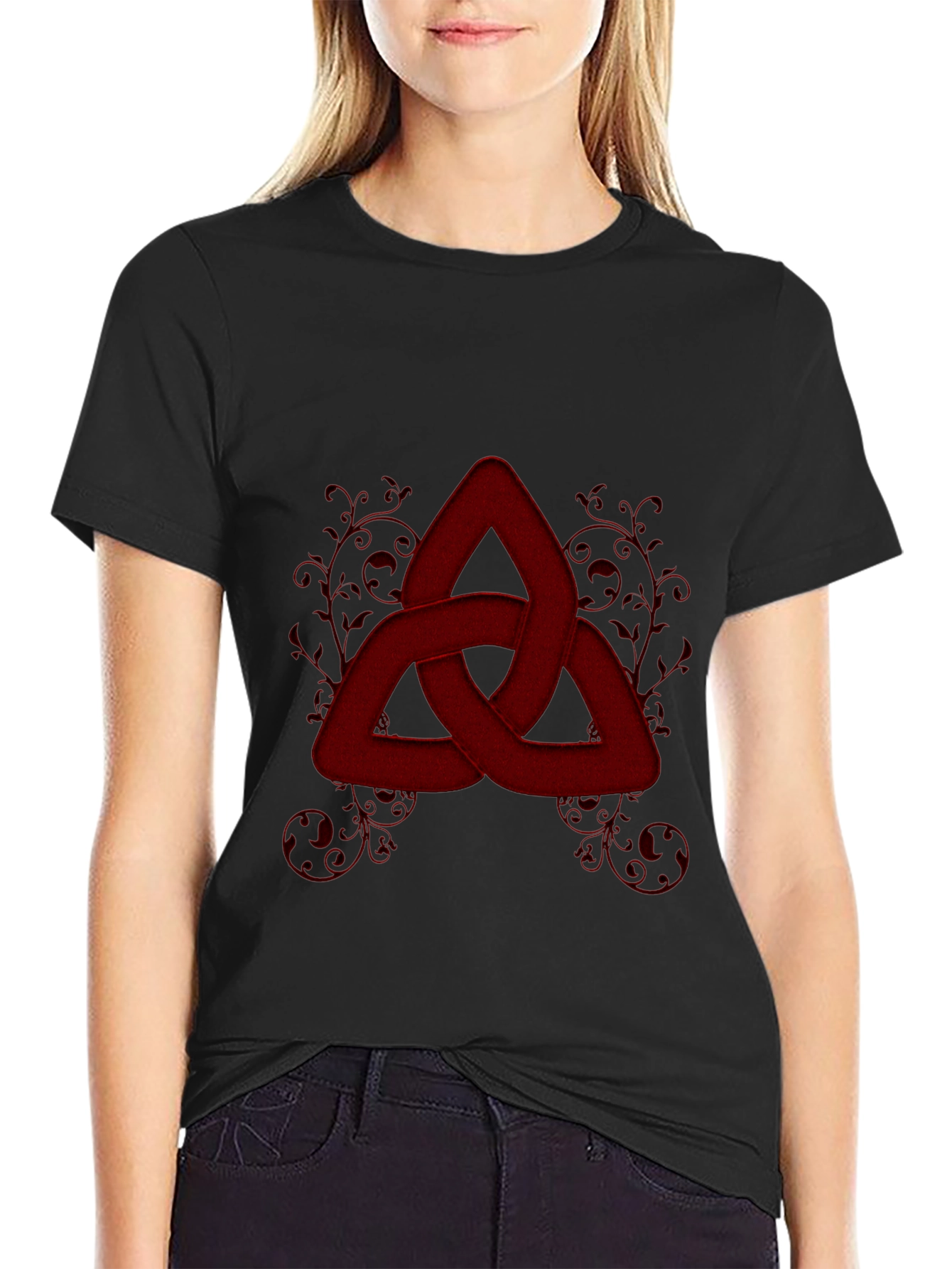 Red Knot Graphic Tee - Stylish Celtic Knot Design