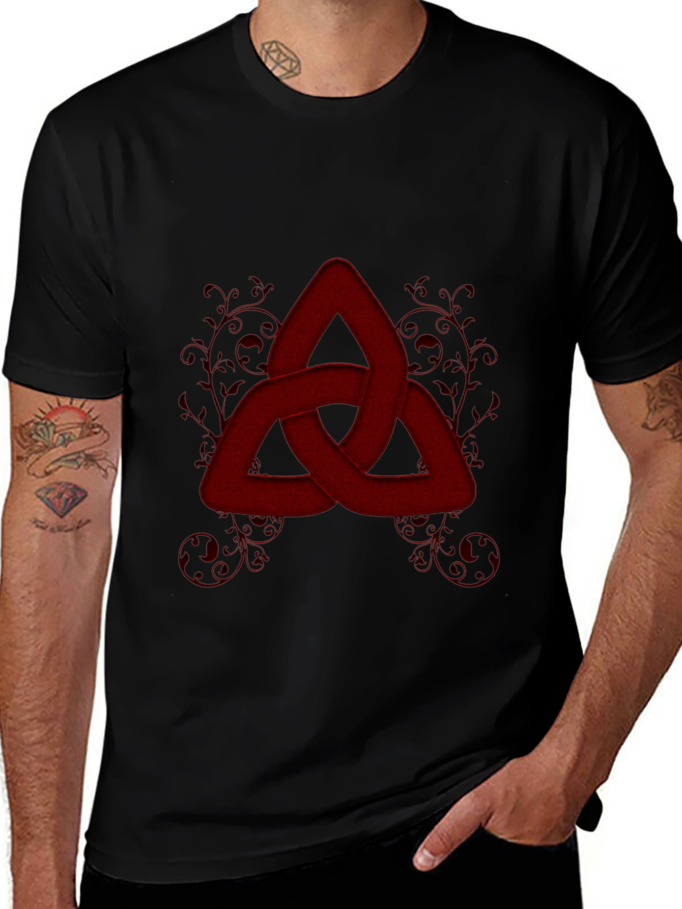 Red Knot Graphic Tee - Stylish Celtic Knot Design