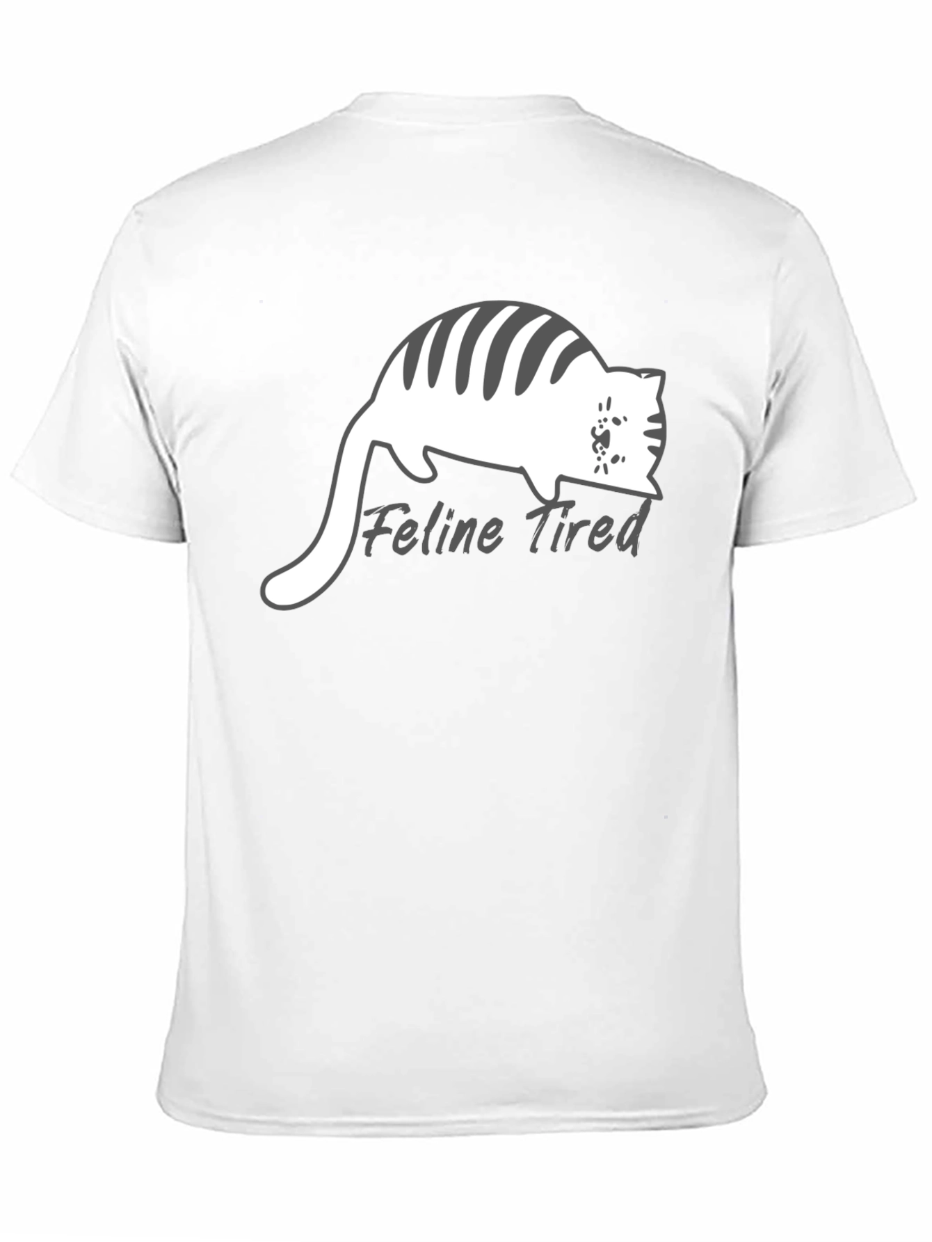 Feline Tired Black T-Shirt - Relaxed Cat Design