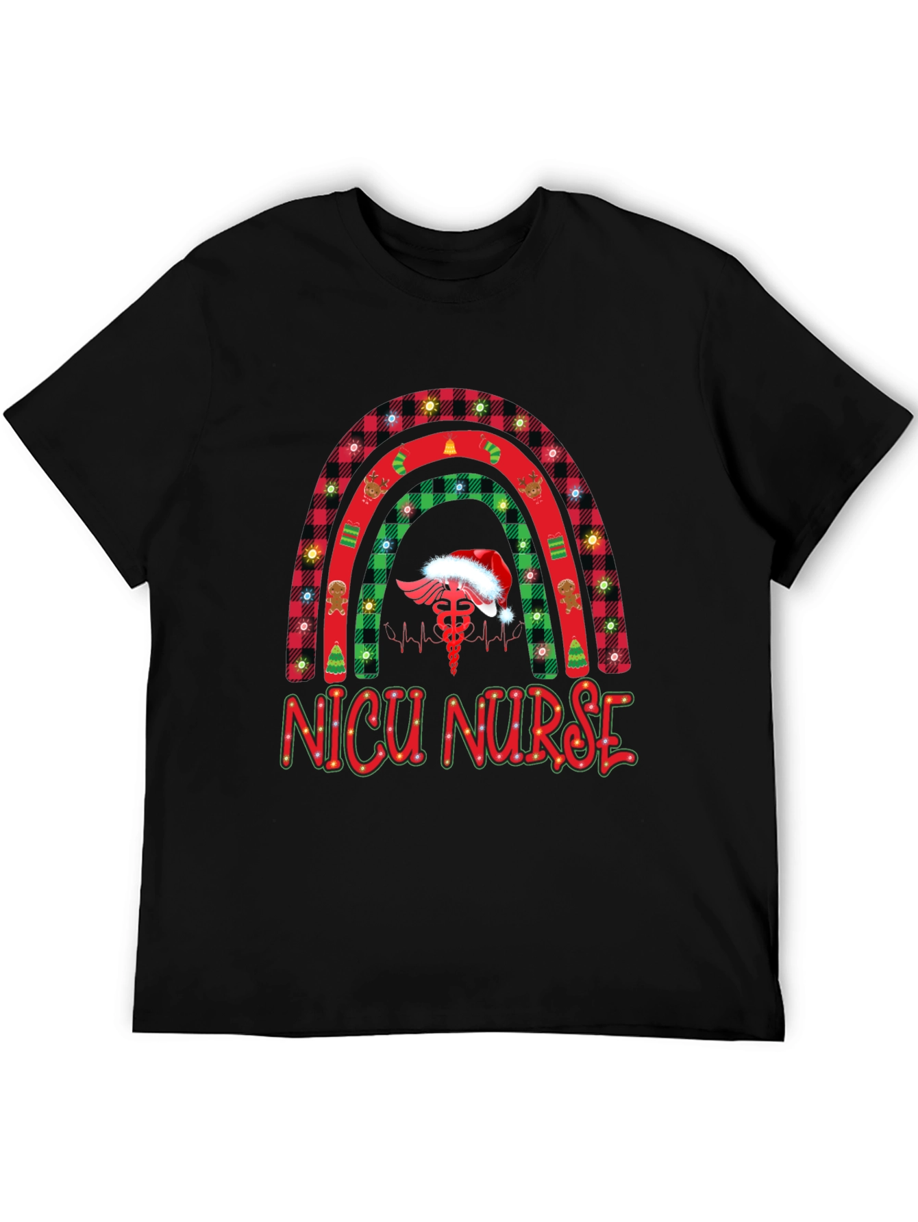 NICU Nurse Christmas Rainbow T-Shirt