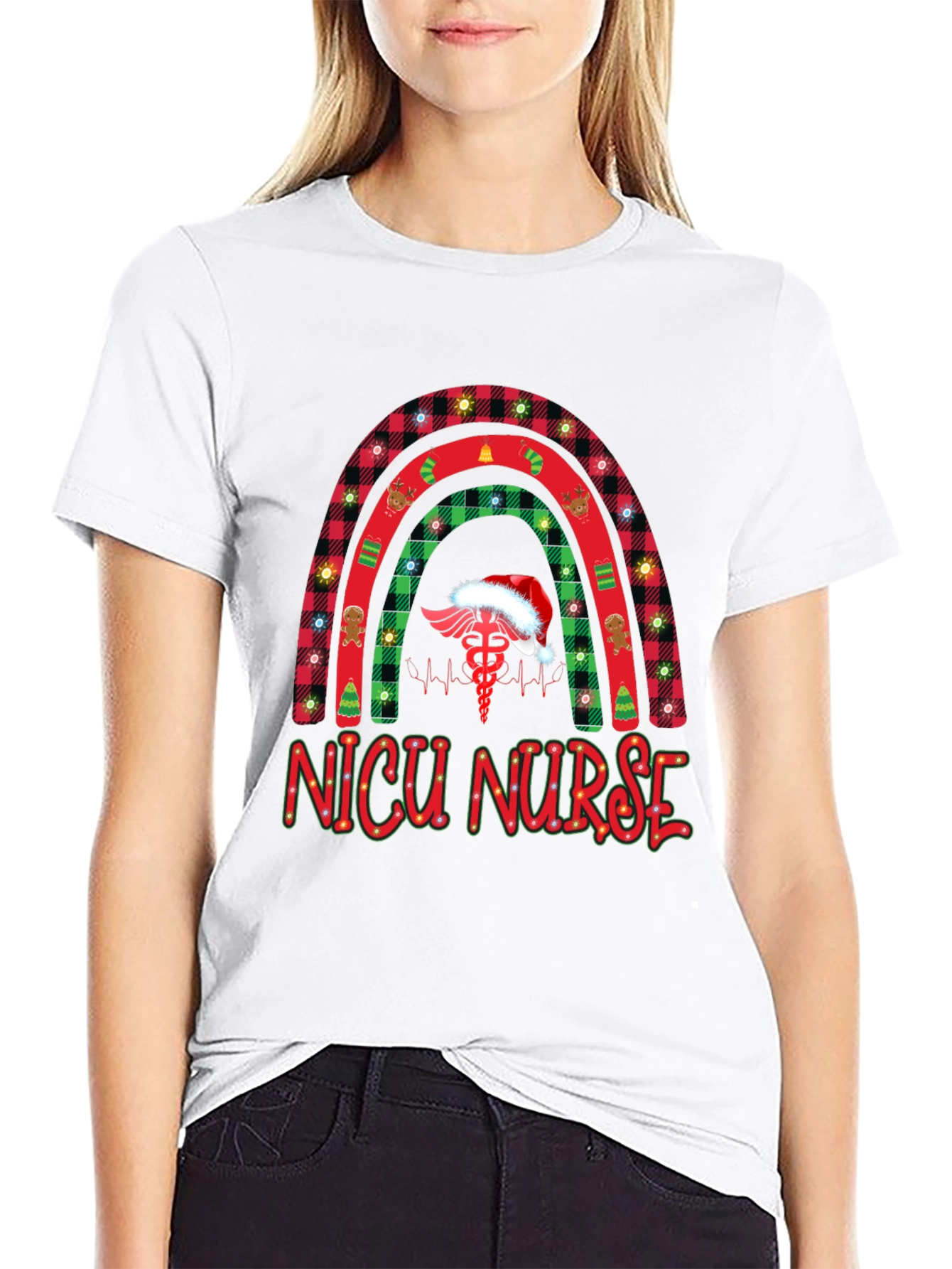 NICU Nurse Christmas Rainbow T-Shirt