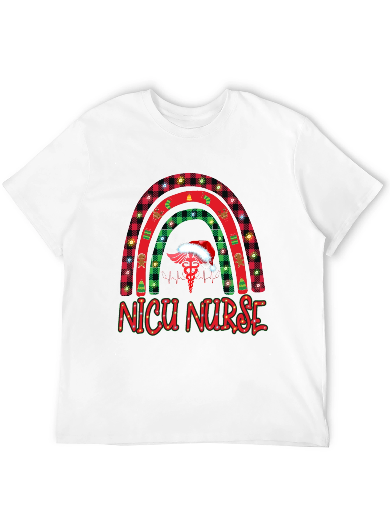 NICU Nurse Christmas Rainbow T-Shirt