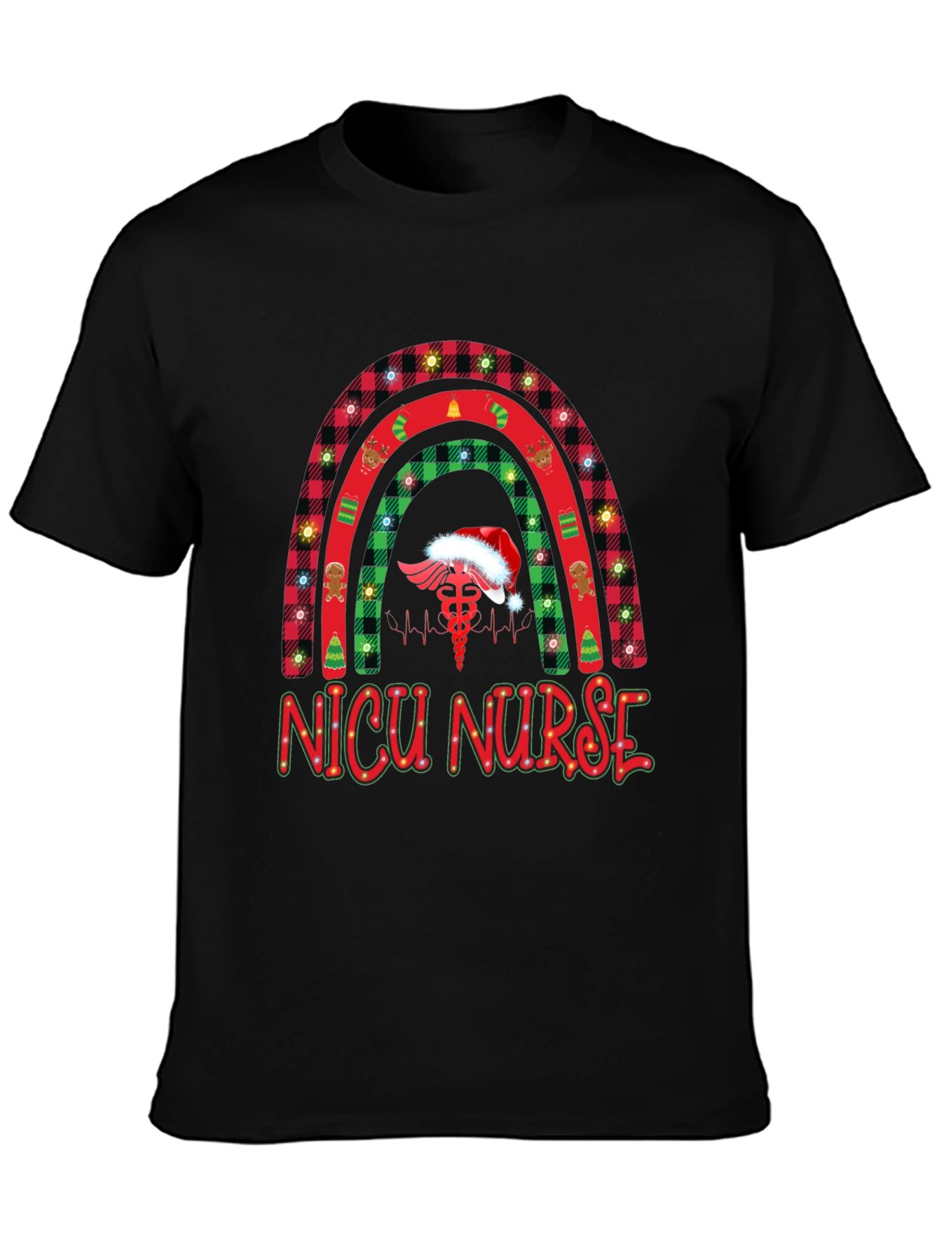 NICU Nurse Christmas Rainbow T-Shirt