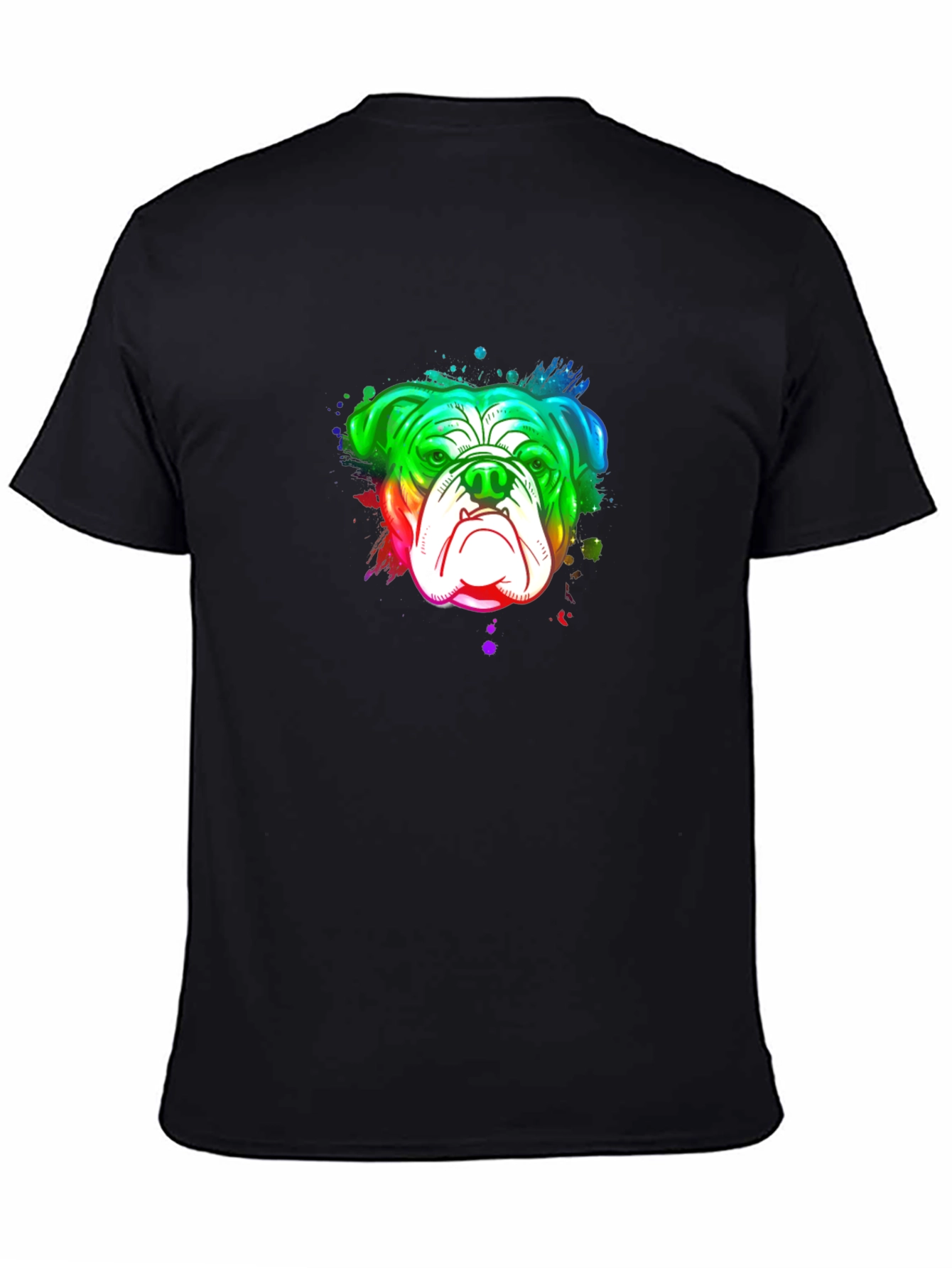 Rainbow Bulldog Graphic Black T-Shirt