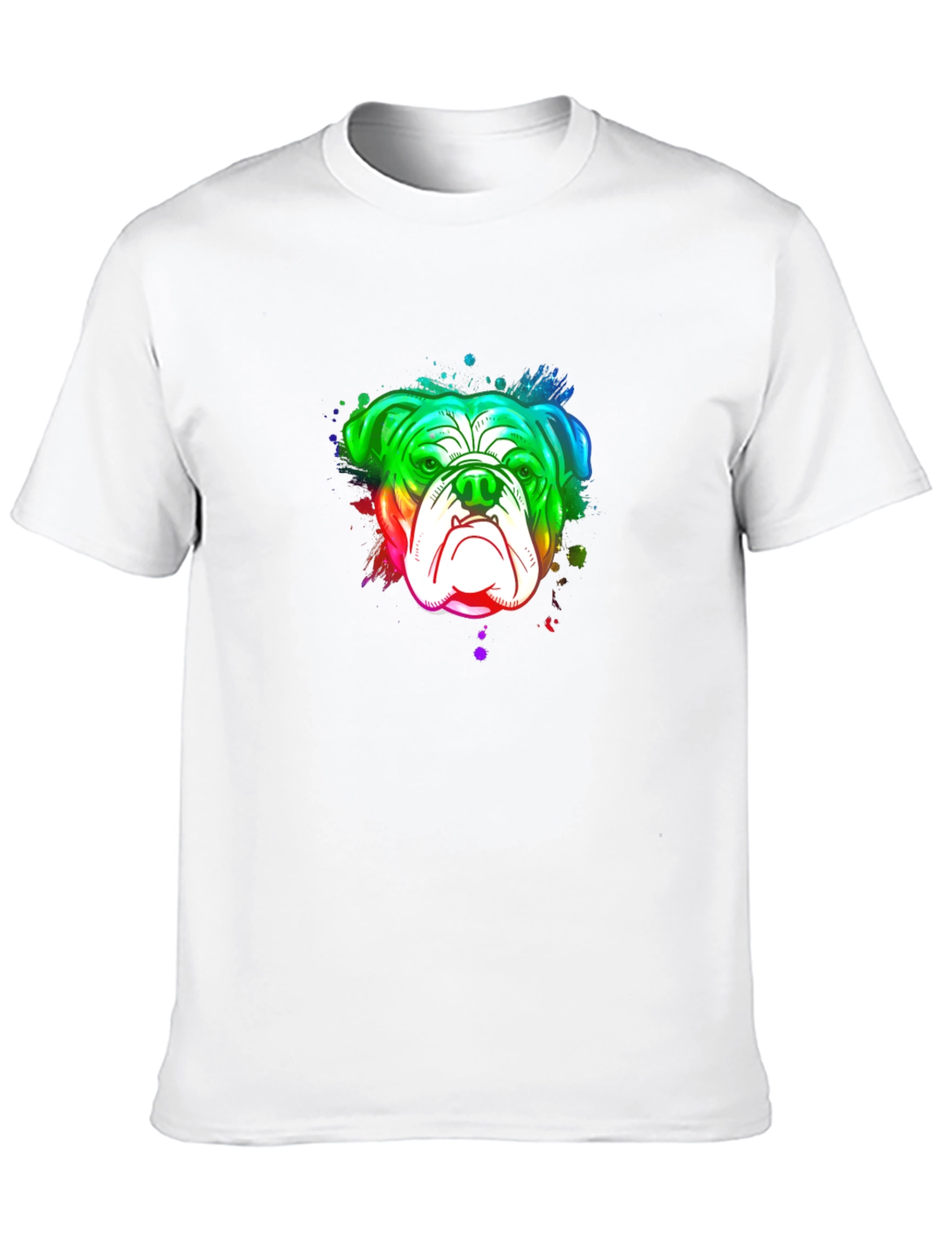 Rainbow Bulldog Graphic Black T-Shirt