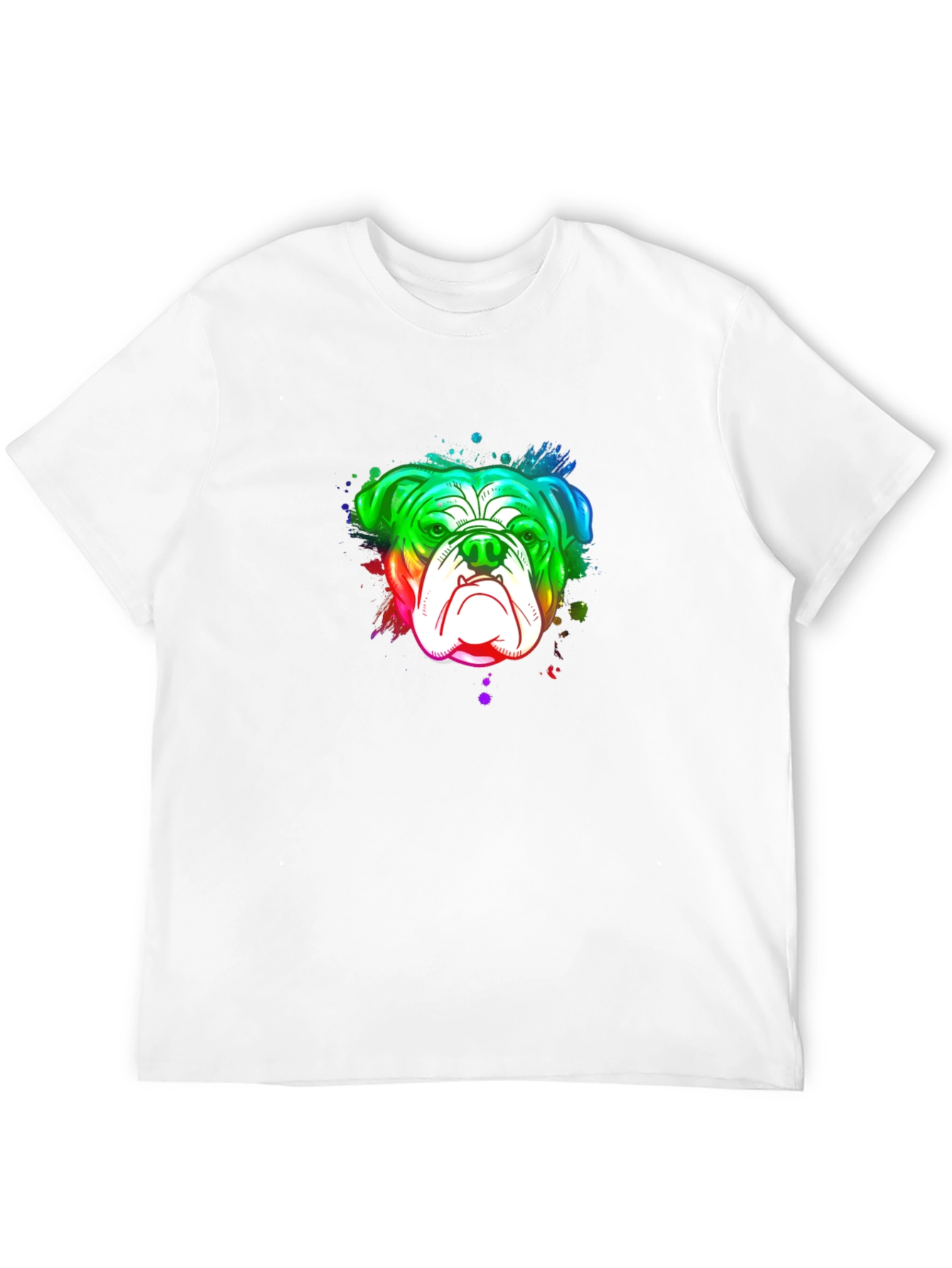 Rainbow Bulldog Graphic Black T-Shirt
