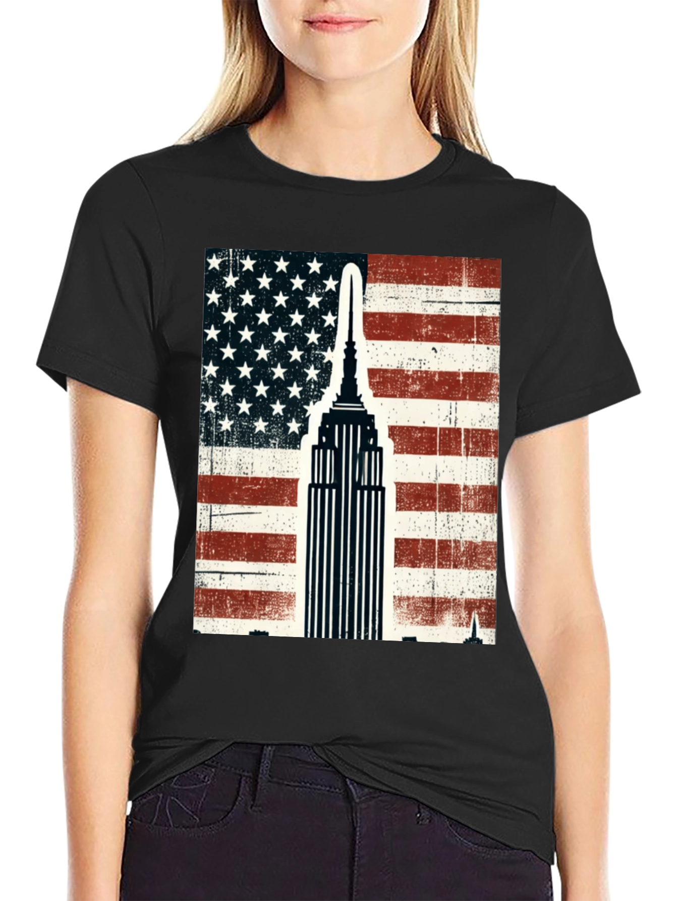 USA Flag Empire State Building T-Shirt