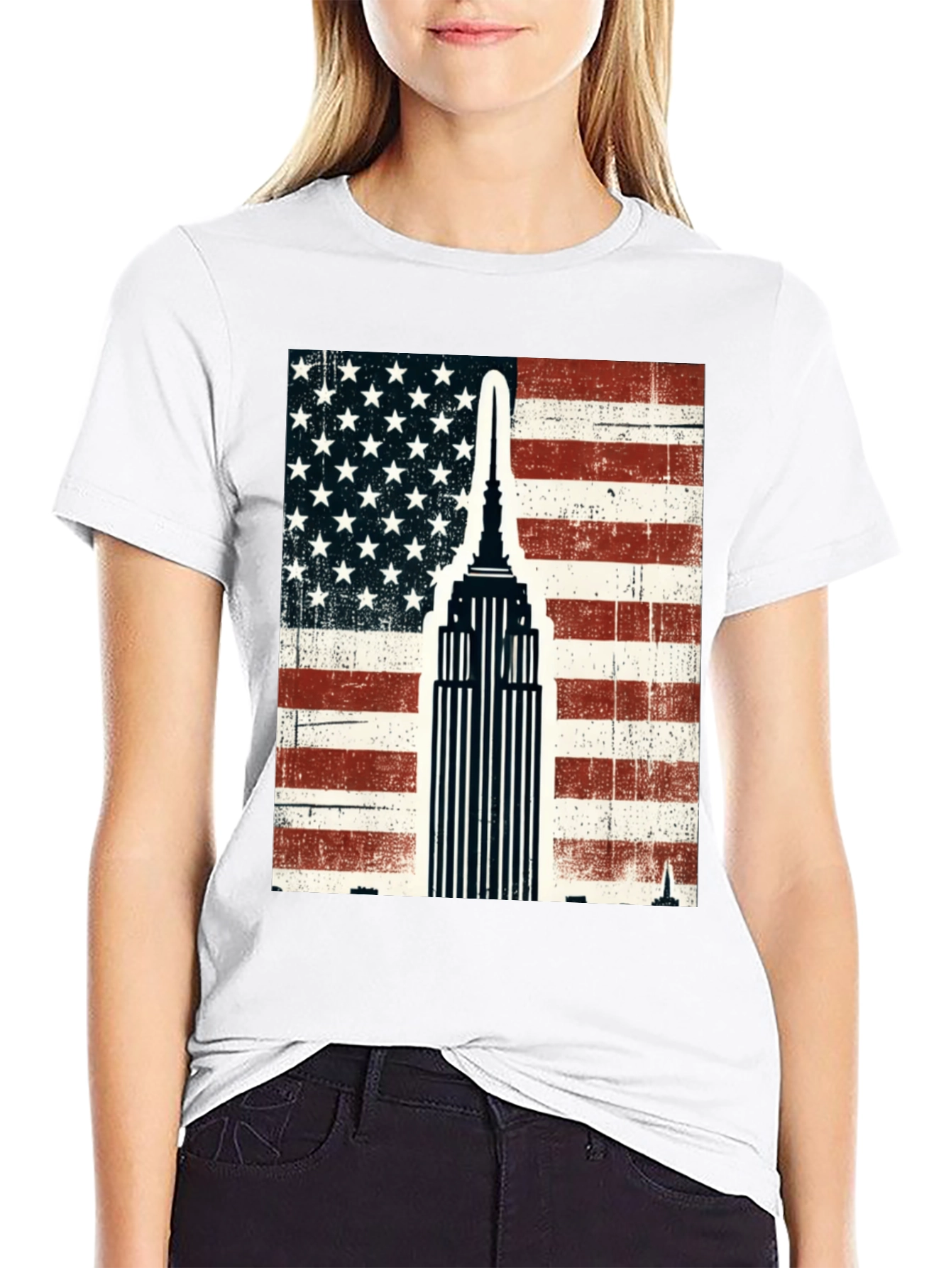 USA Flag Empire State Building T-Shirt