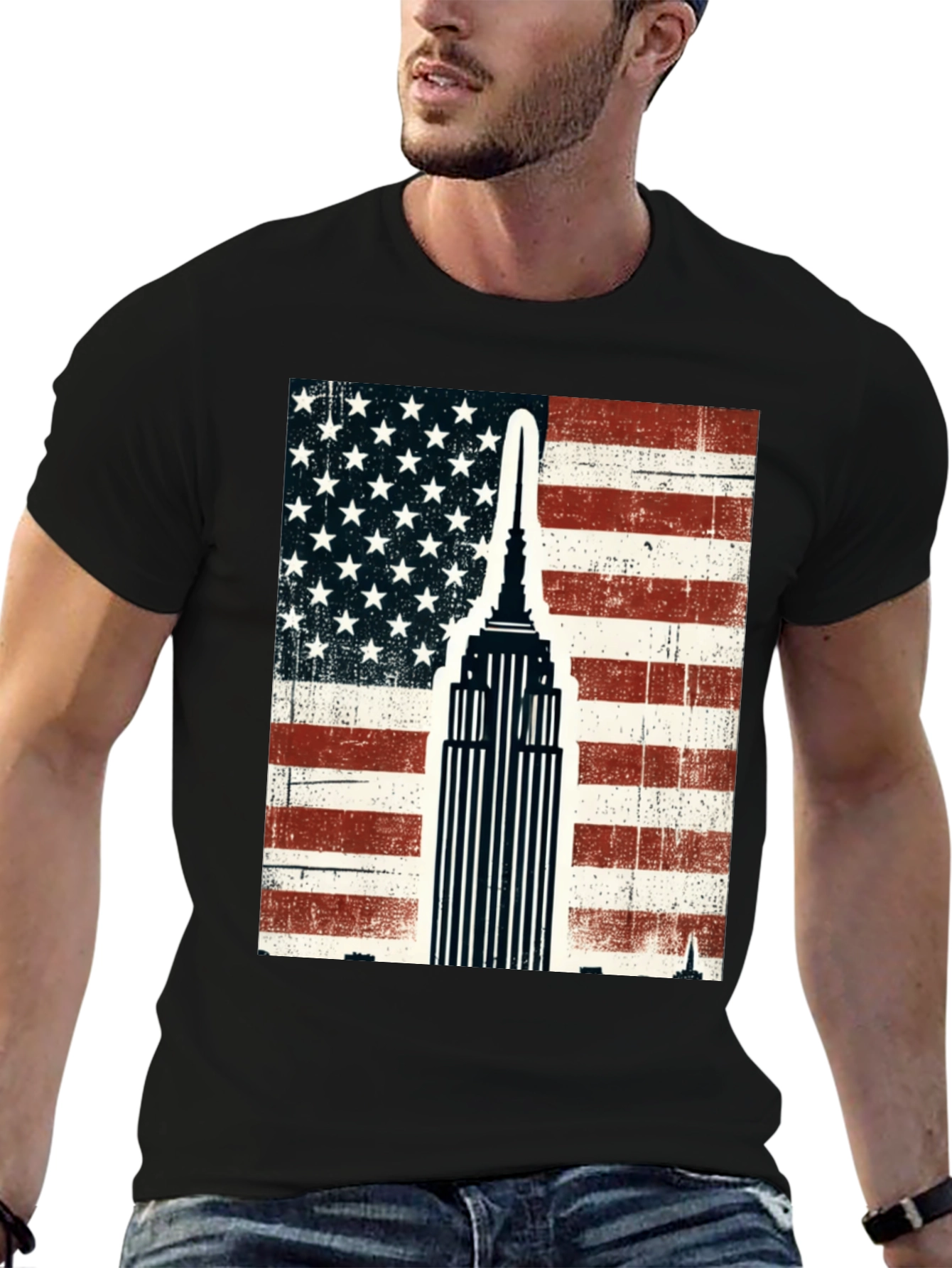 USA Flag Empire State Building T-Shirt