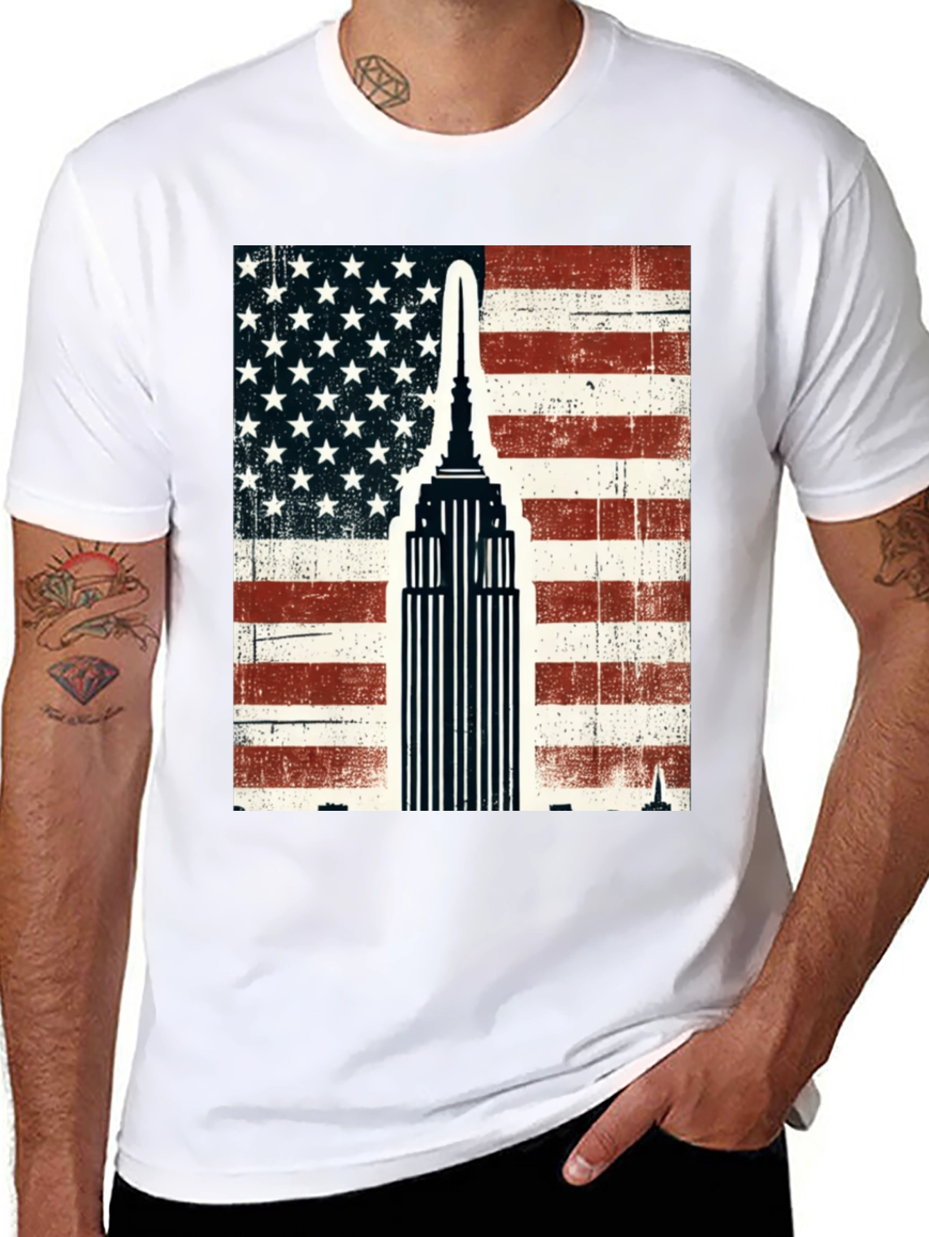 USA Flag Empire State Building T-Shirt