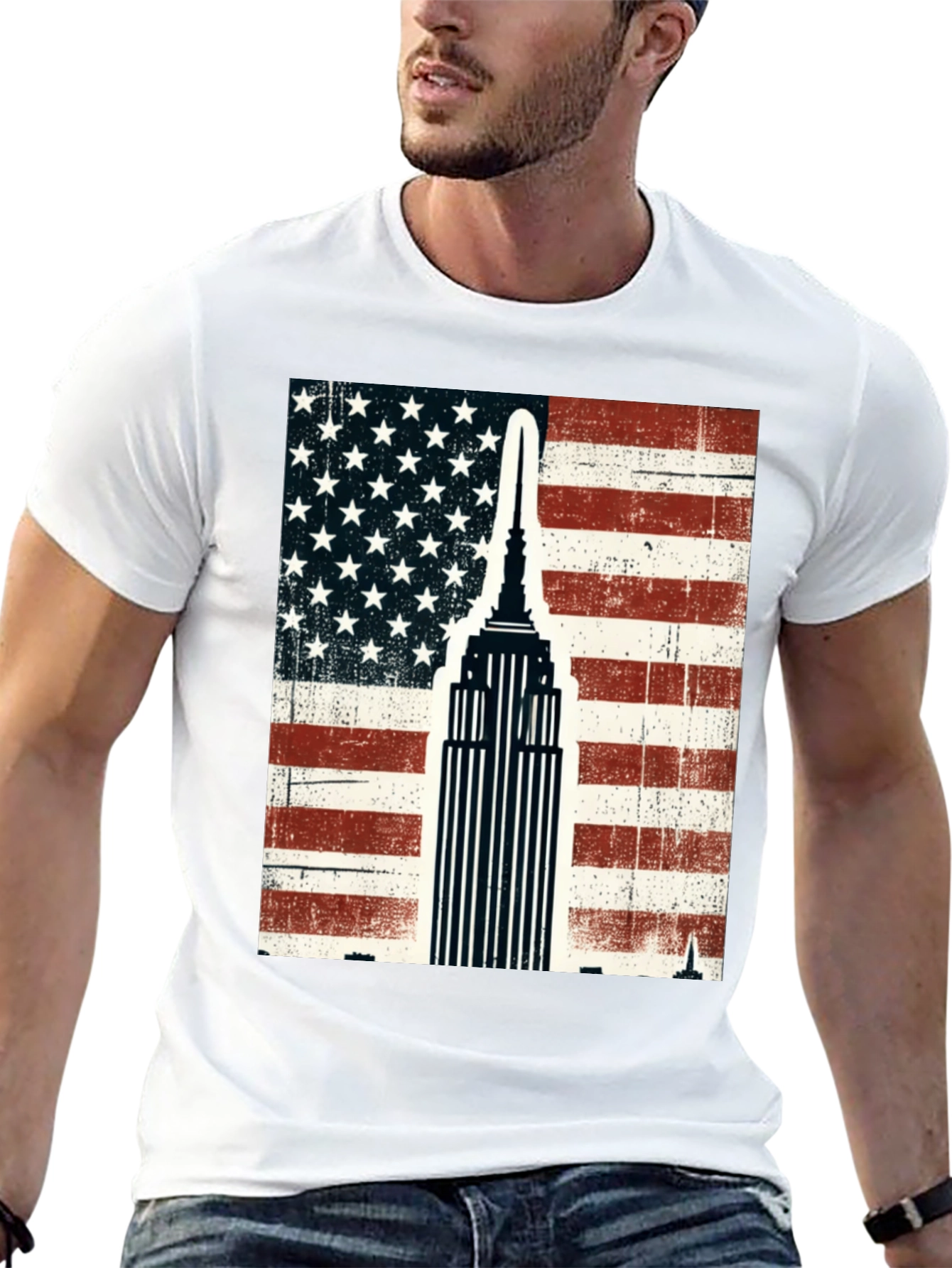 USA Flag Empire State Building T-Shirt