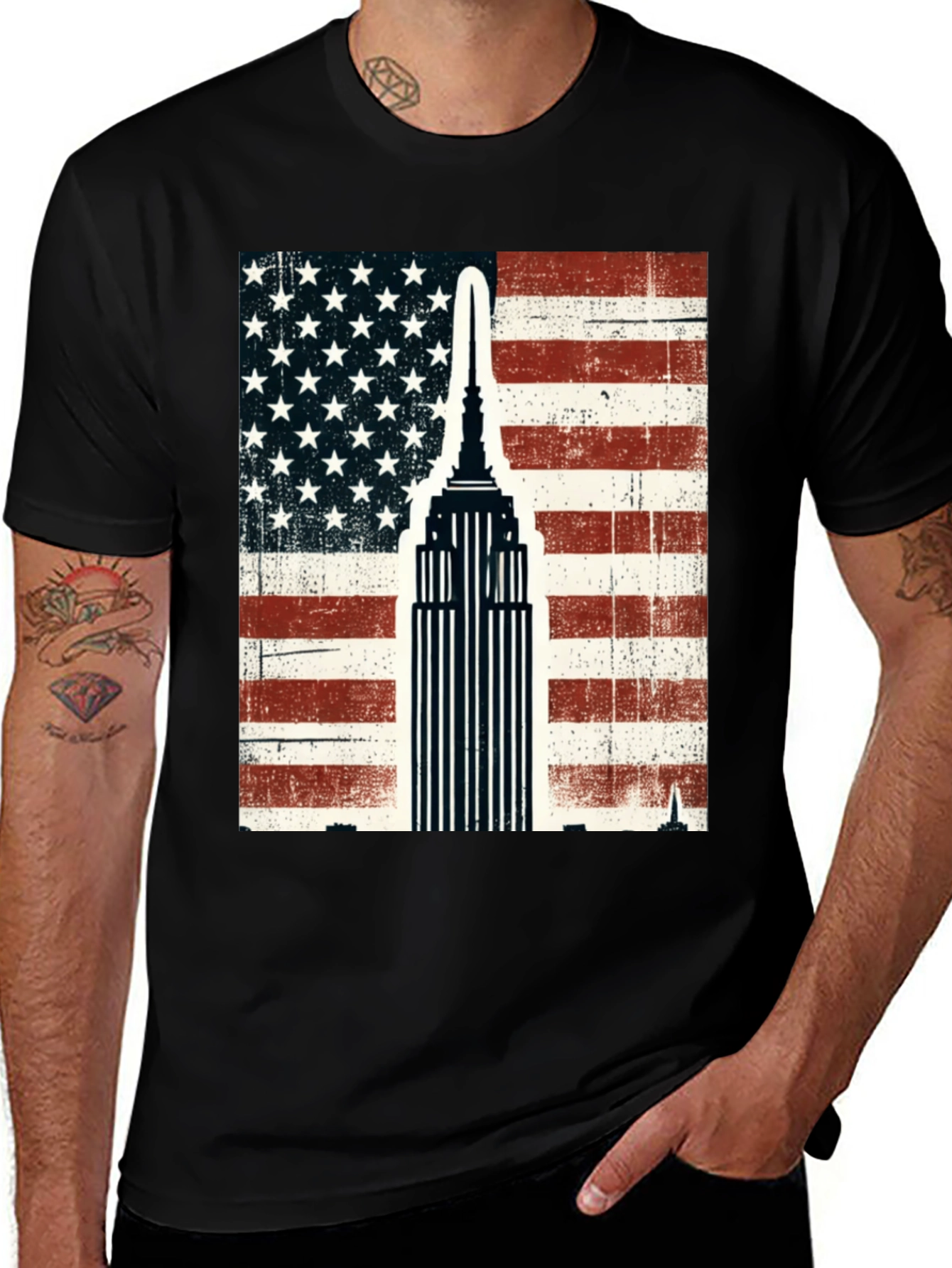 USA Flag Empire State Building T-Shirt