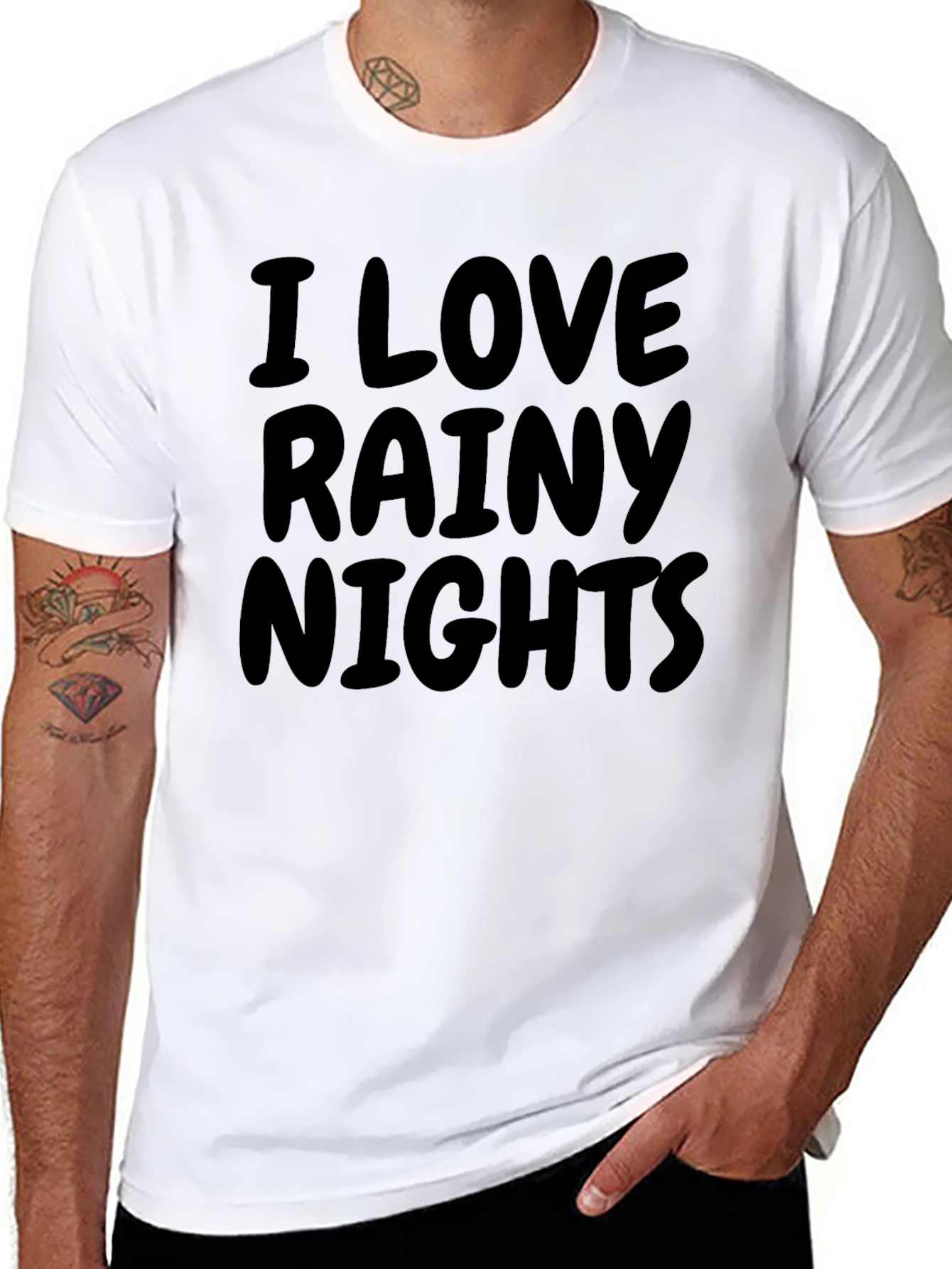 I Love Rainy Nights Graphic Tee - Black
