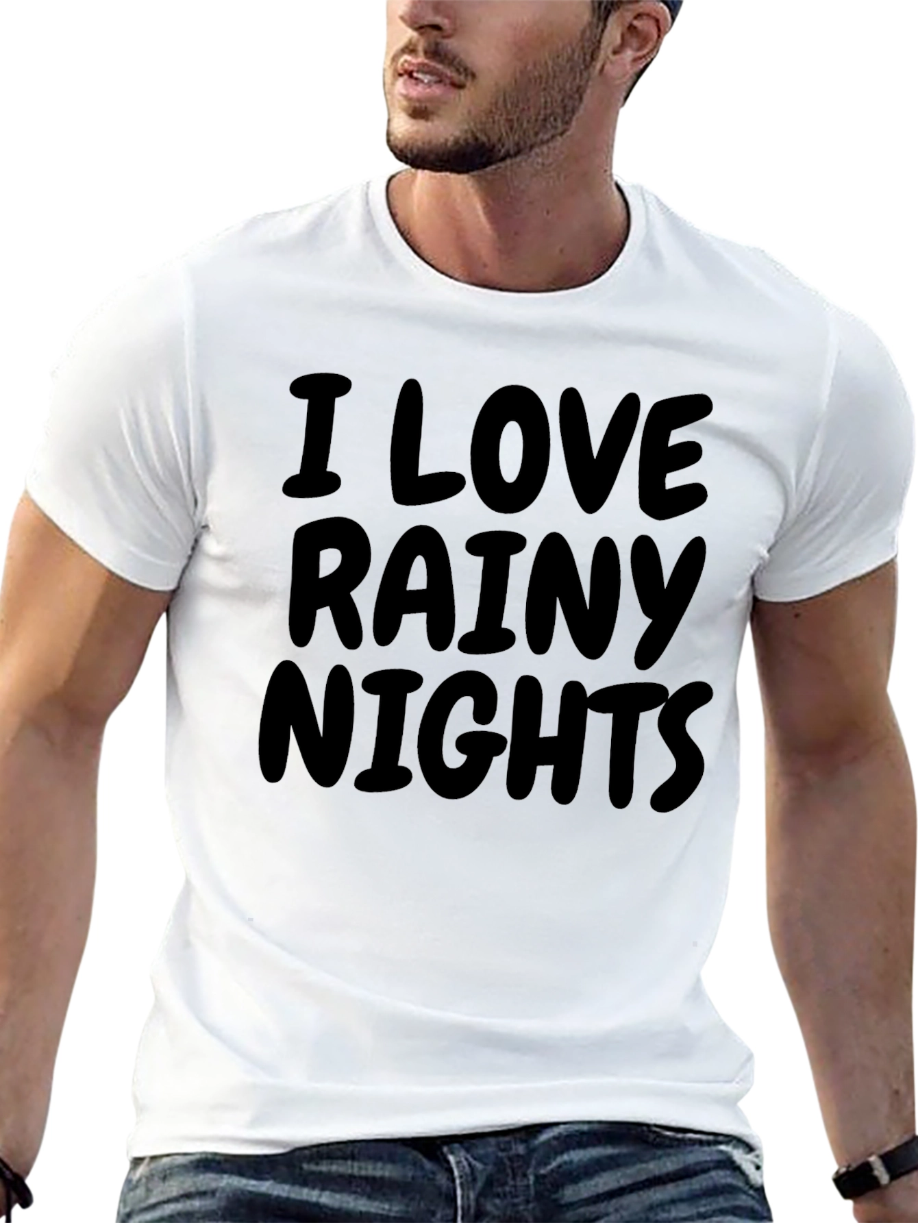 I Love Rainy Nights Graphic Tee - Black