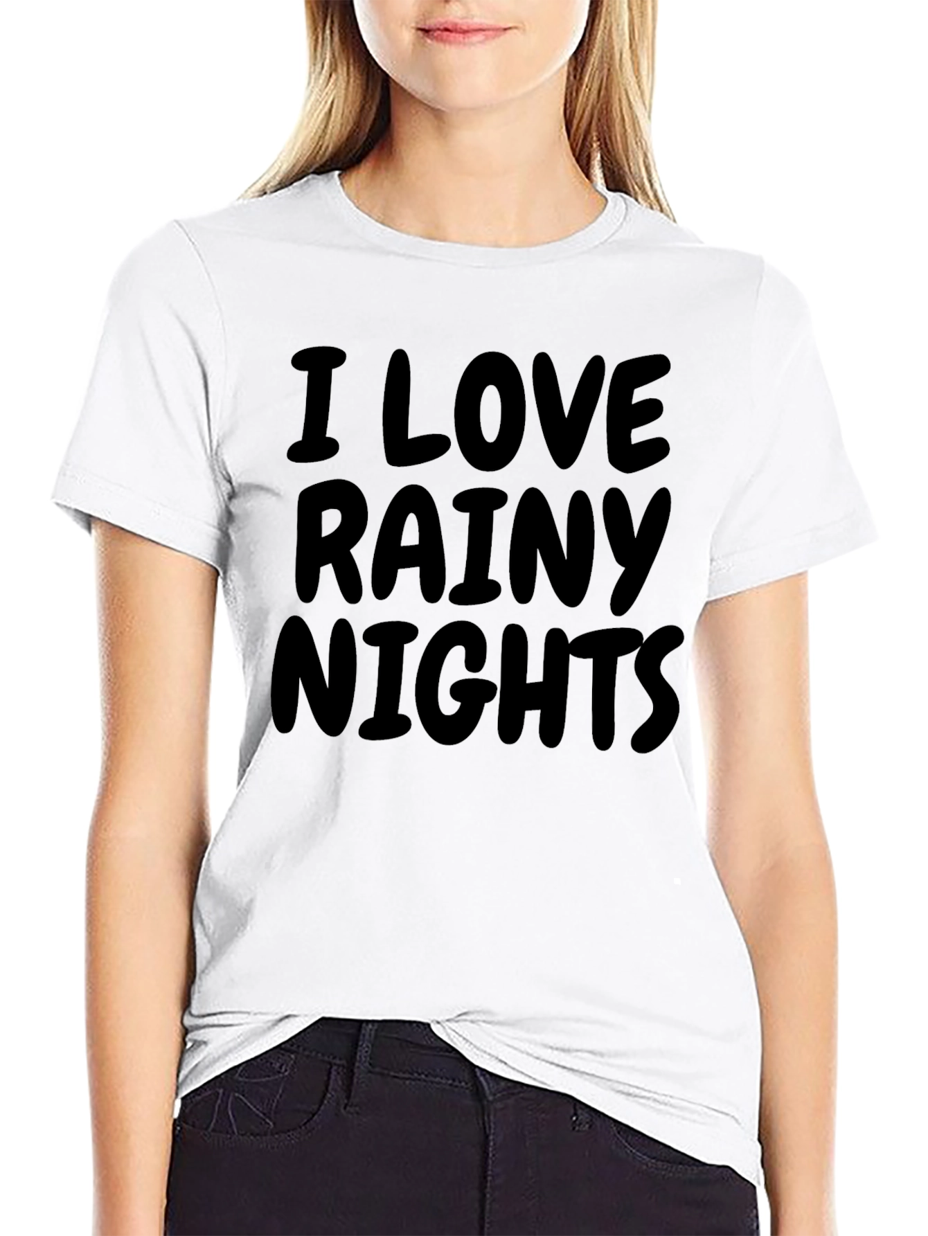 I Love Rainy Nights Graphic Tee - Black