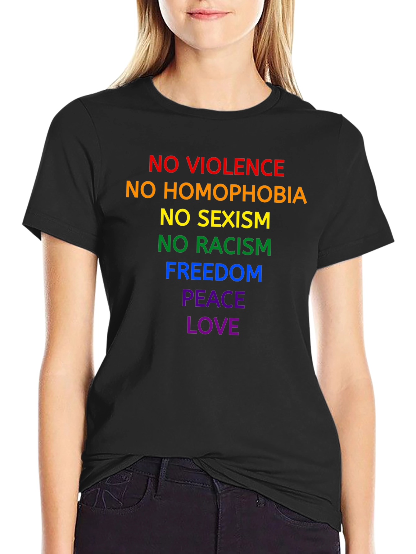 Equality Pride T-Shirt - No Violence Homophobia Racism Sexism