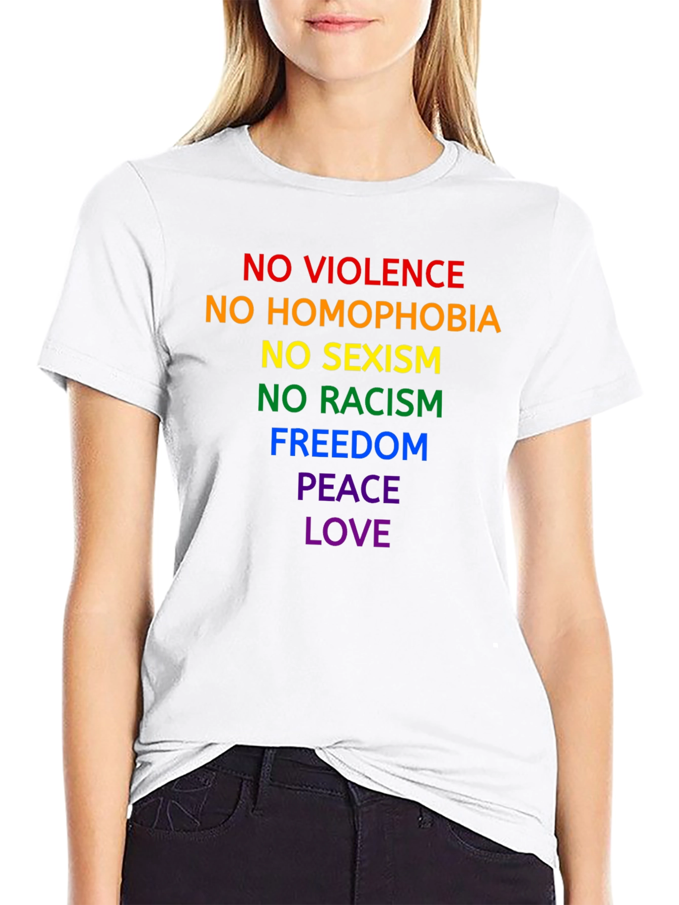 Equality Pride T-Shirt - No Violence Homophobia Racism Sexism