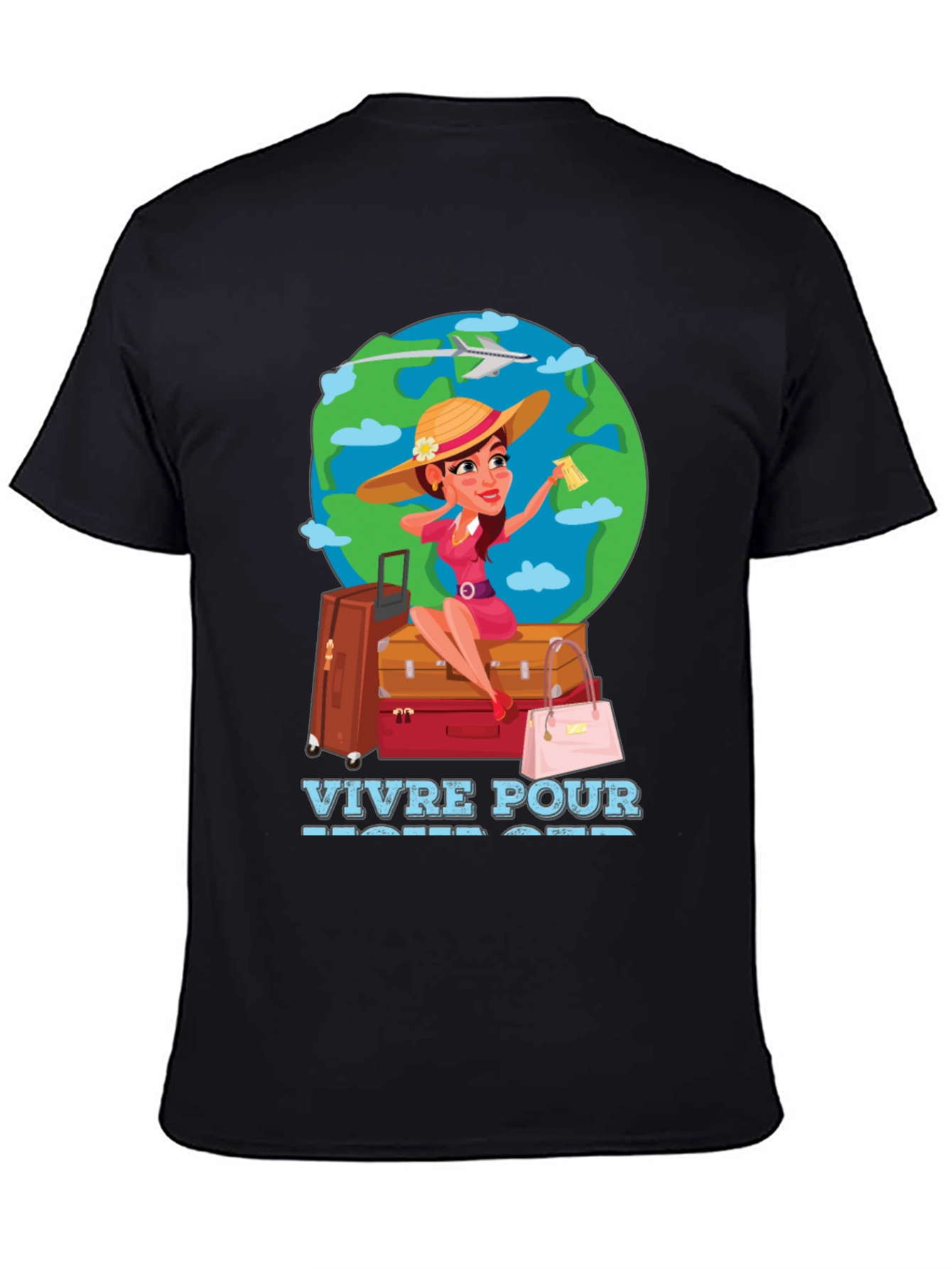 Travel Lover T-Shirt - Vivre Pour Voyager Graphic Tee