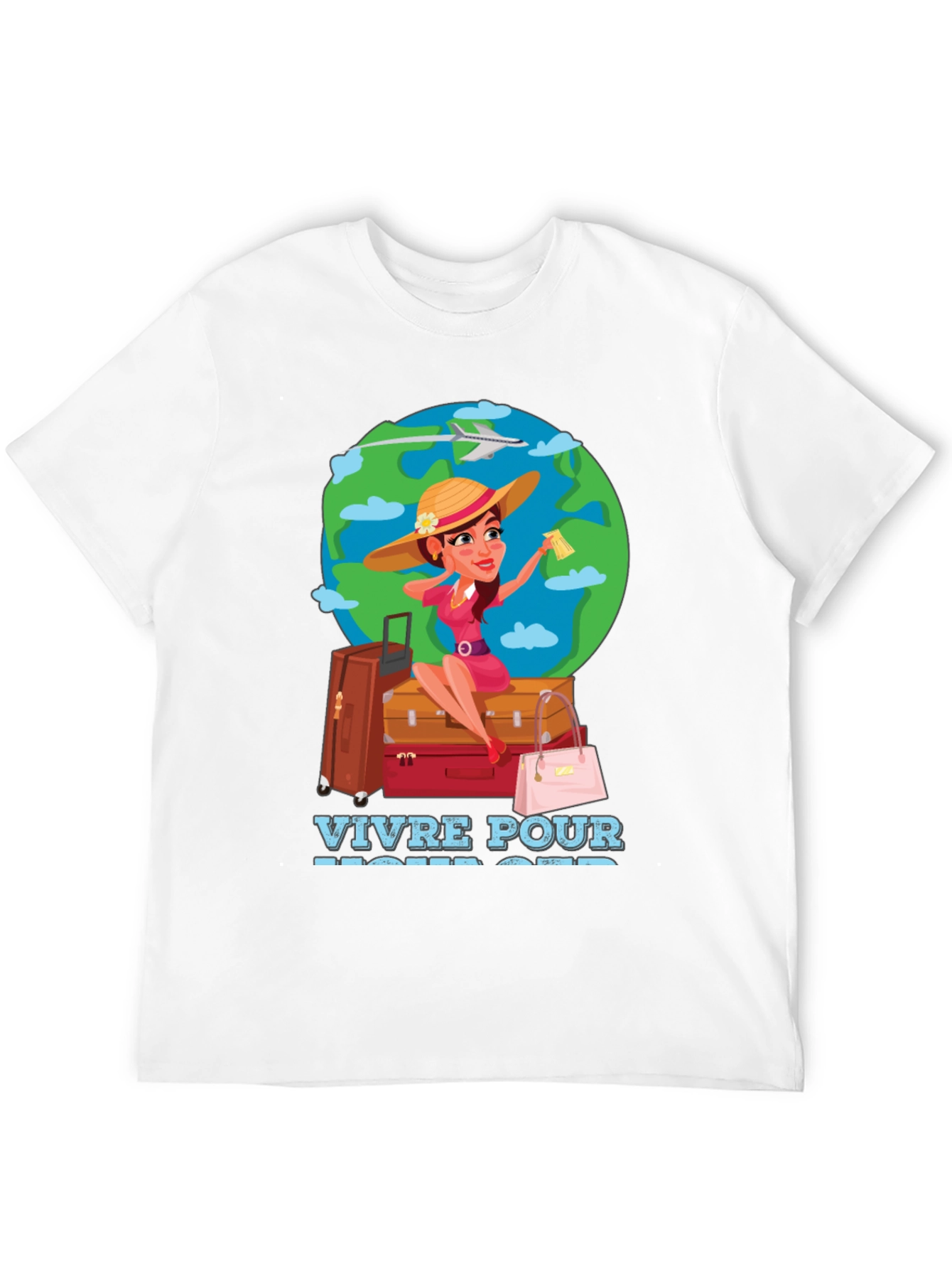 Travel Lover T-Shirt - Vivre Pour Voyager Graphic Tee
