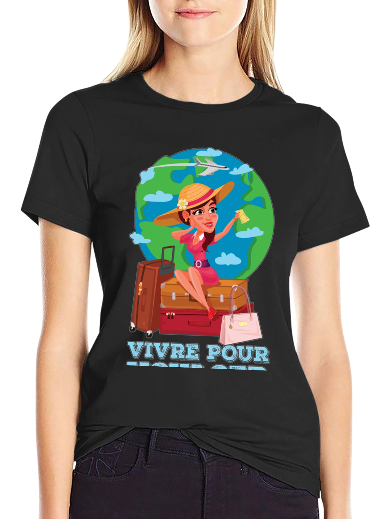 Travel Lover T-Shirt - Vivre Pour Voyager Graphic Tee
