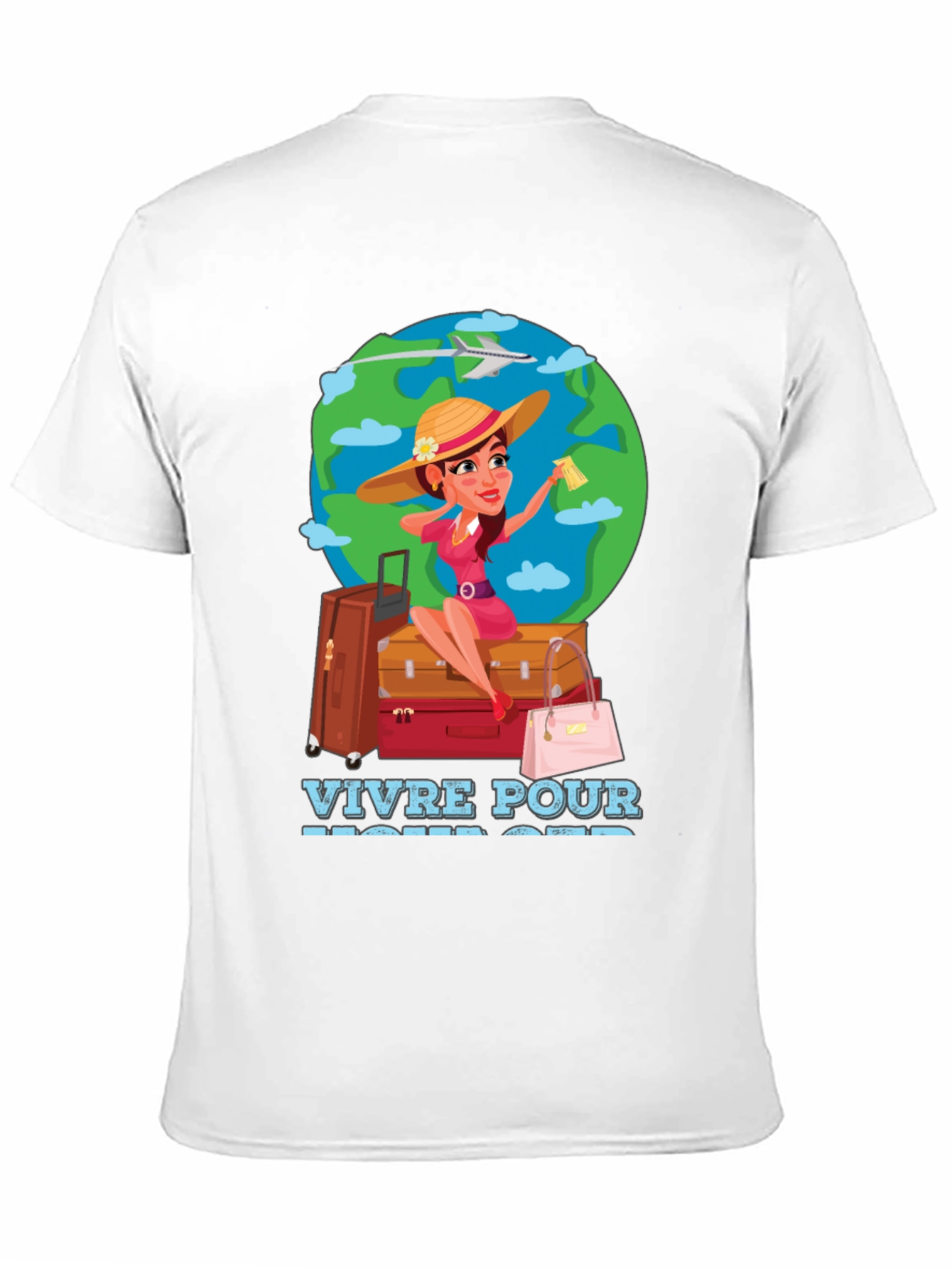 Travel Lover T-Shirt - Vivre Pour Voyager Graphic Tee
