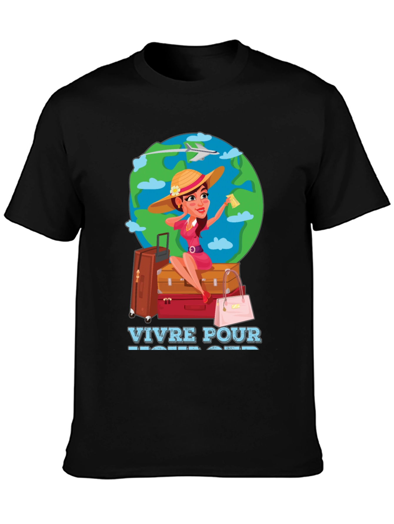 Travel Lover T-Shirt - Vivre Pour Voyager Graphic Tee