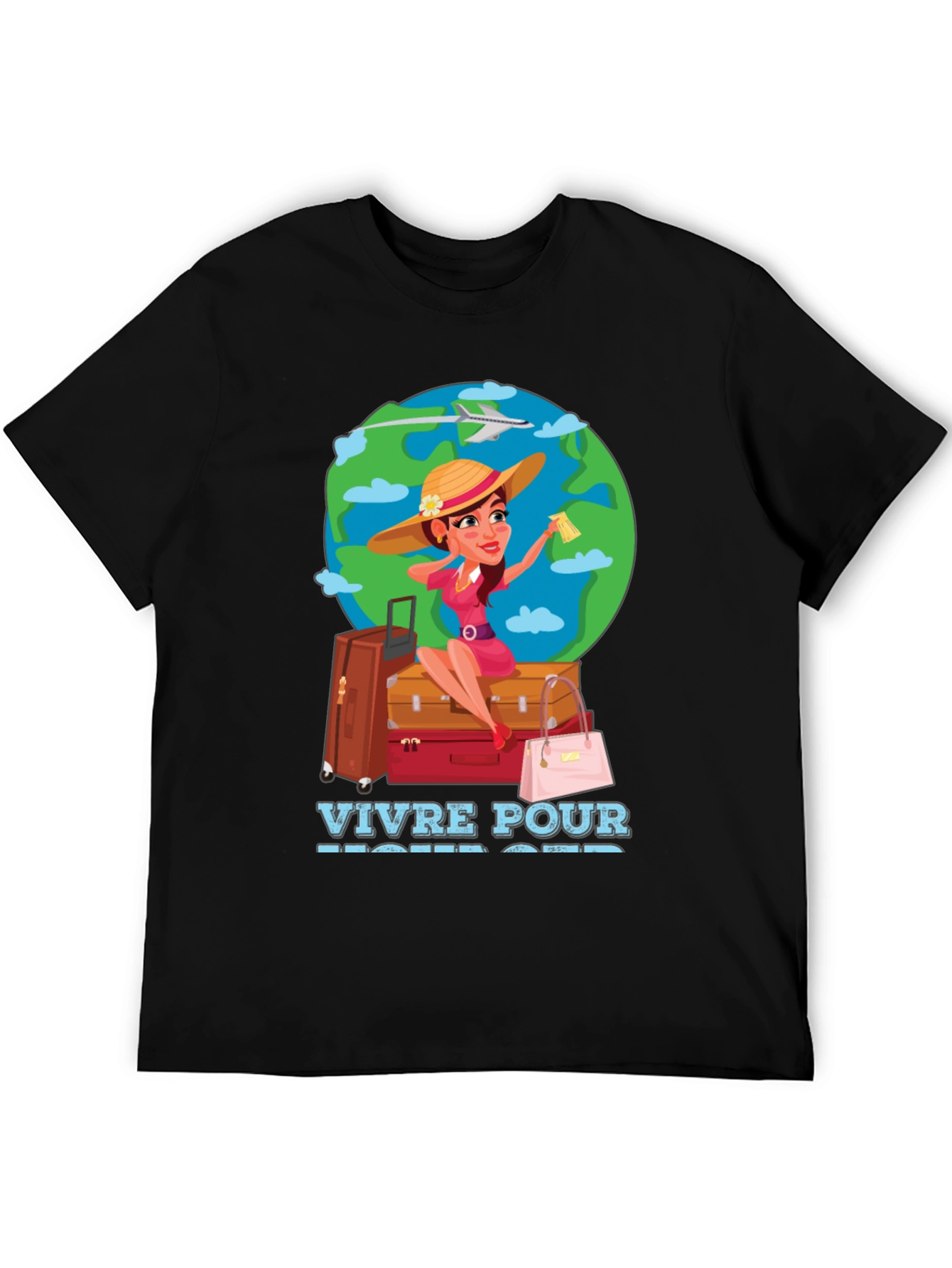 Travel Lover T-Shirt - Vivre Pour Voyager Graphic Tee