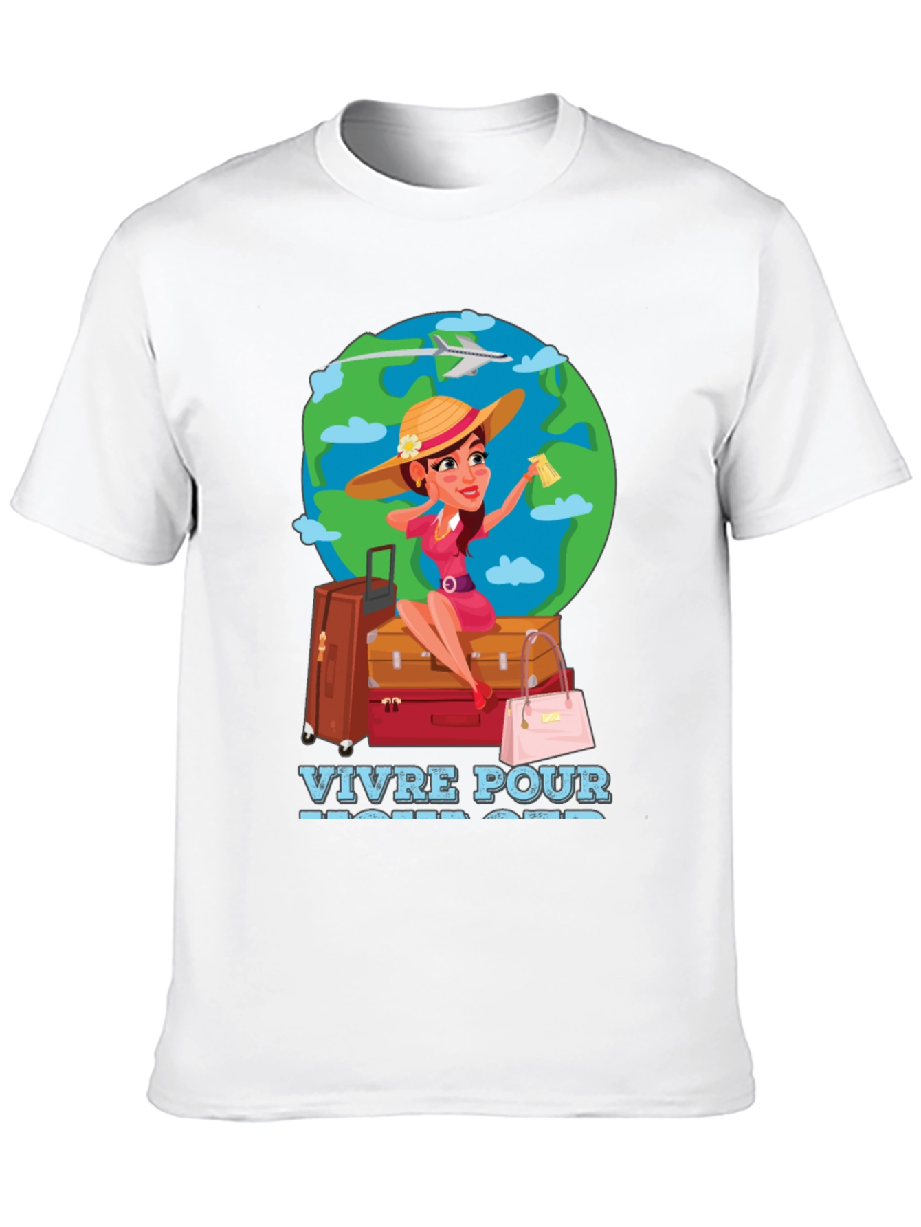 Travel Lover T-Shirt - Vivre Pour Voyager Graphic Tee