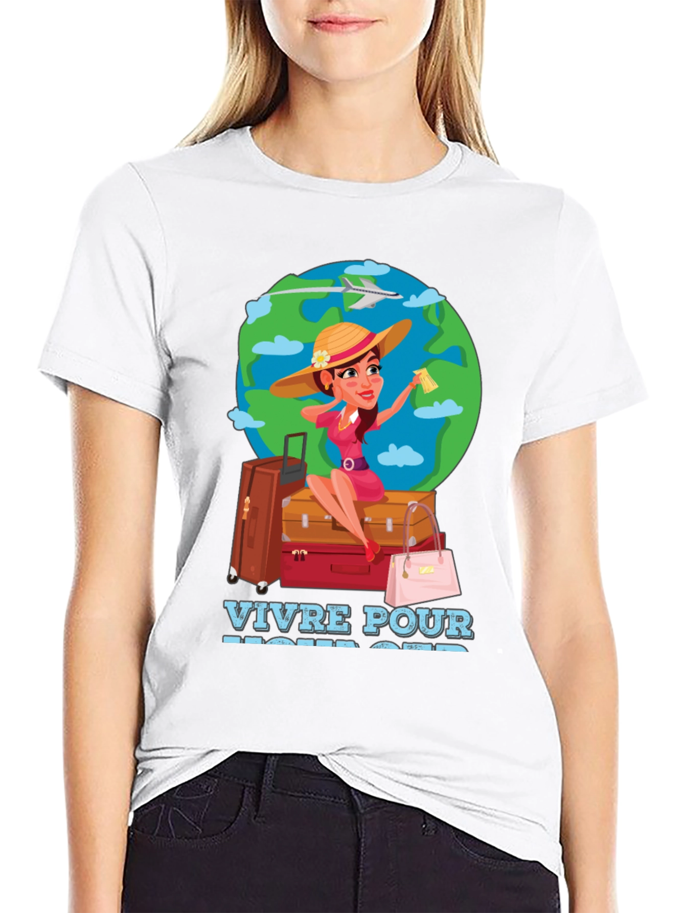 Travel Lover T-Shirt - Vivre Pour Voyager Graphic Tee