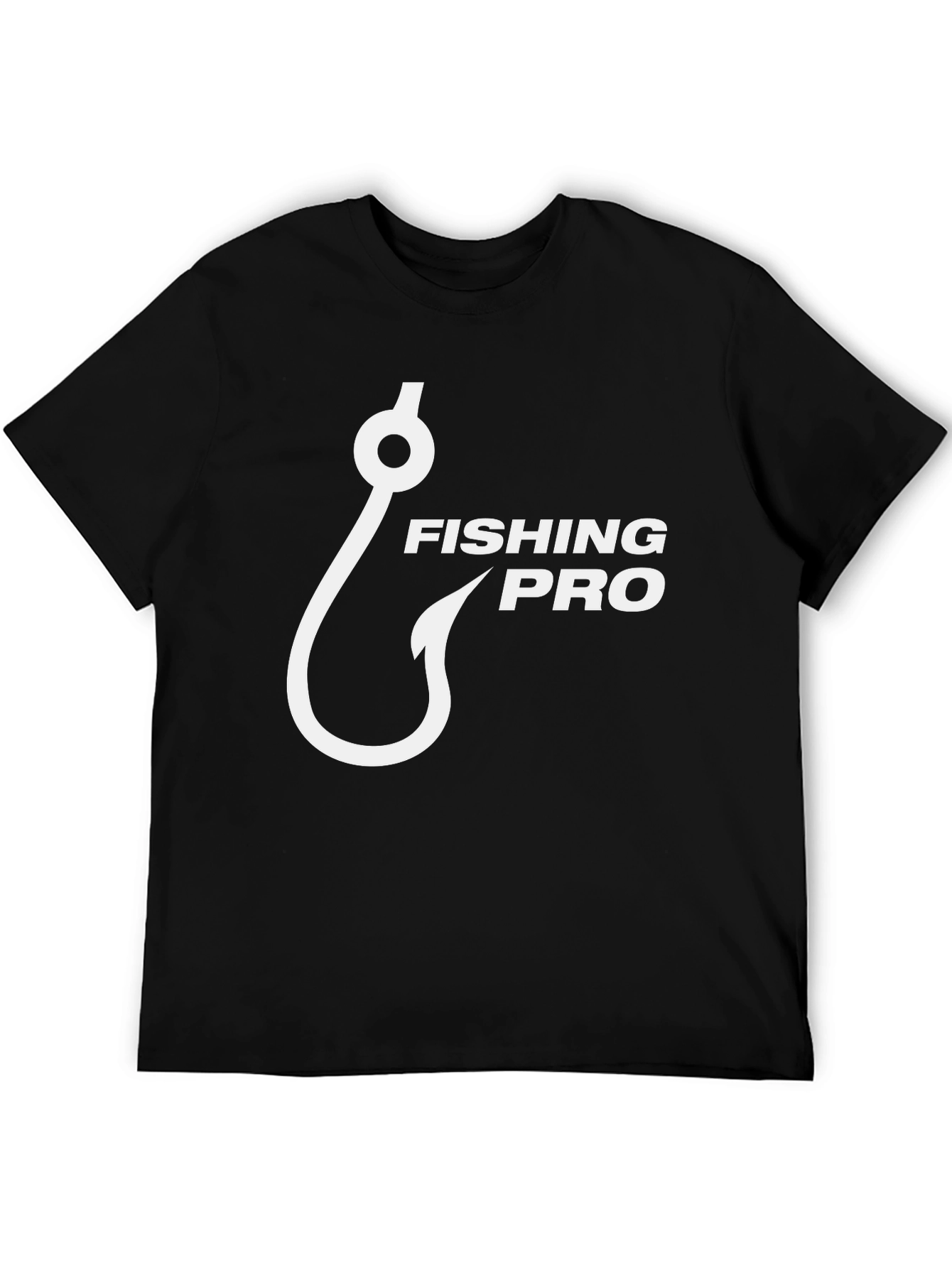 Fishing Pro Black T-Shirt with Hook Graphic