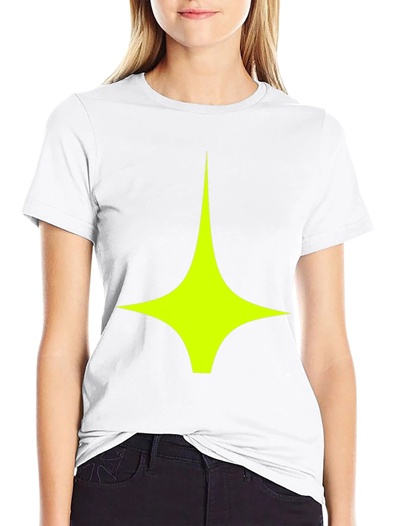 Modern Graphic Tee: Black Shirt with Geometric Star Design