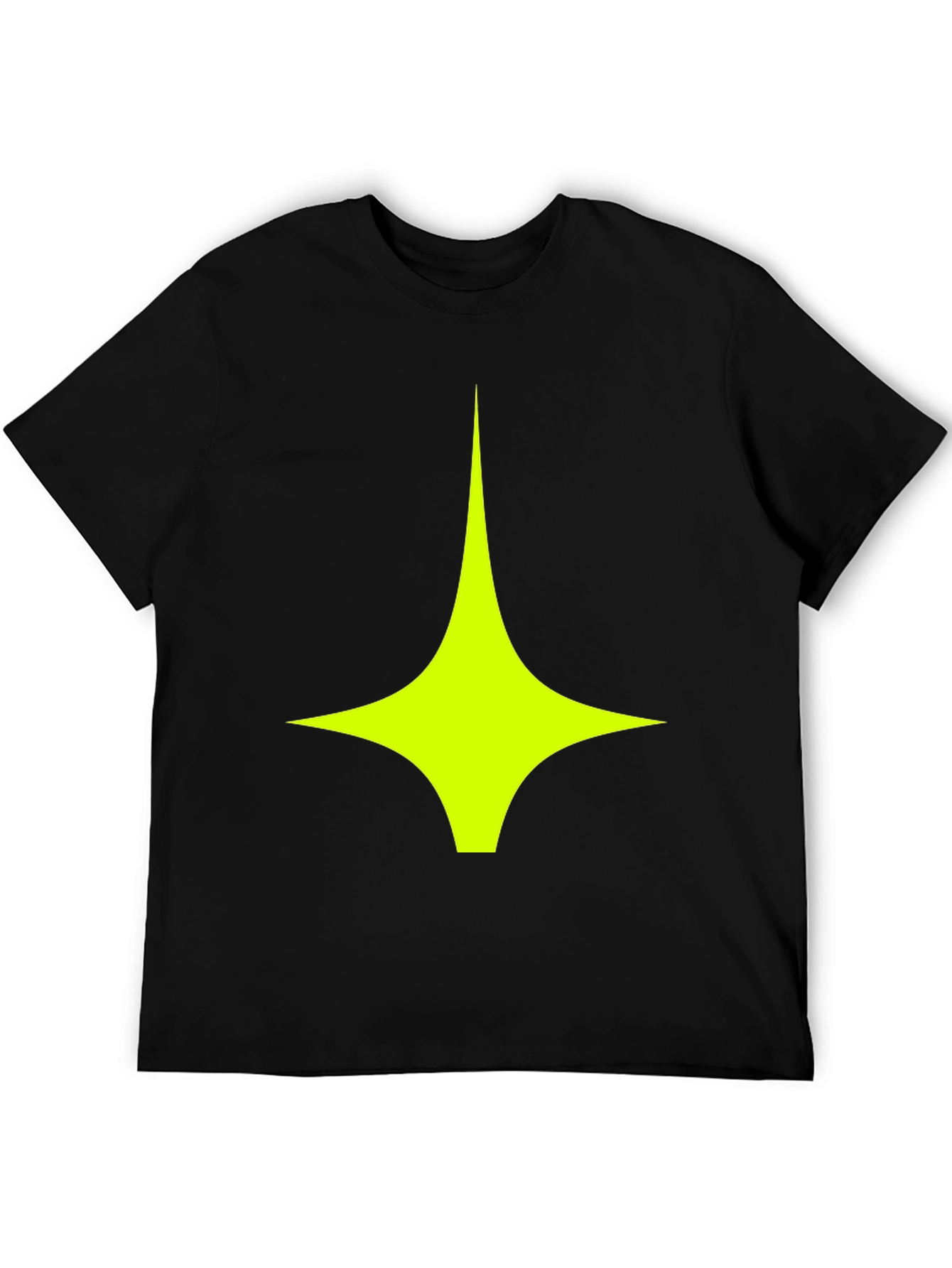Modern Graphic Tee: Black Shirt with Geometric Star Design