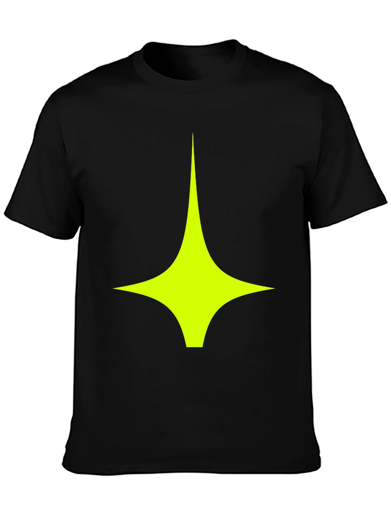Modern Graphic Tee: Black Shirt with Geometric Star Design
