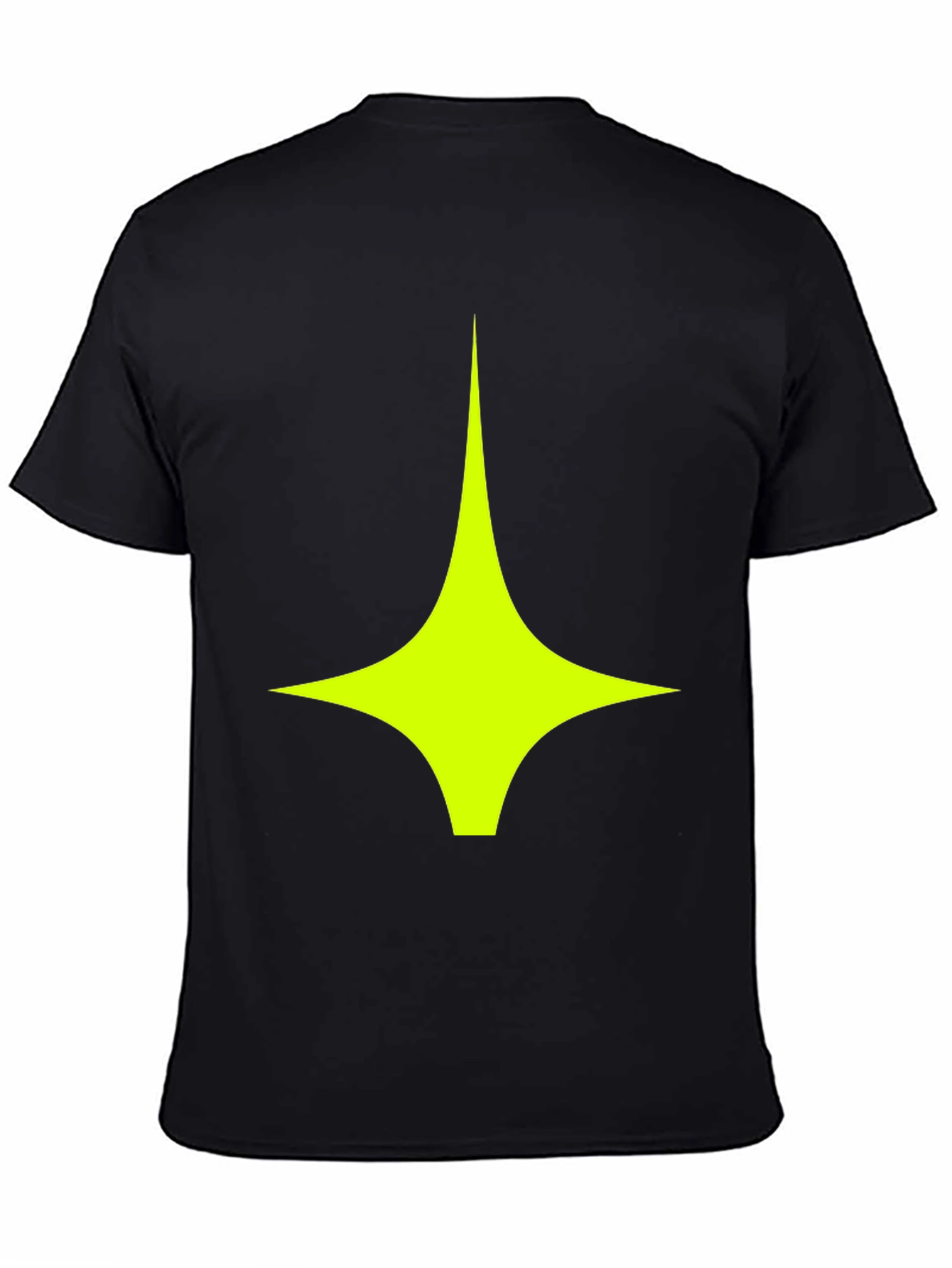 Modern Graphic Tee: Black Shirt with Geometric Star Design