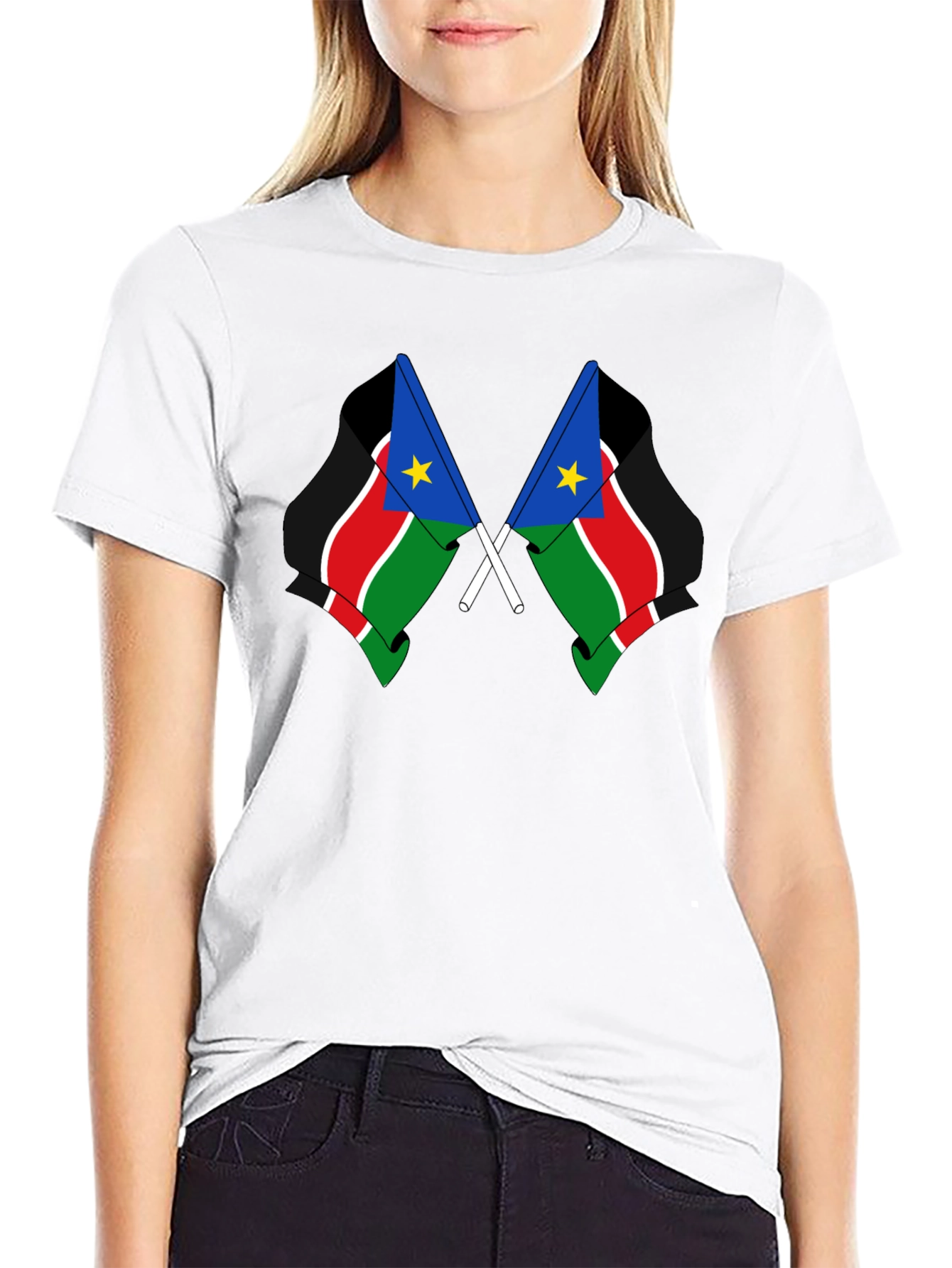 South Sudan Flag Graphic Tee - Black