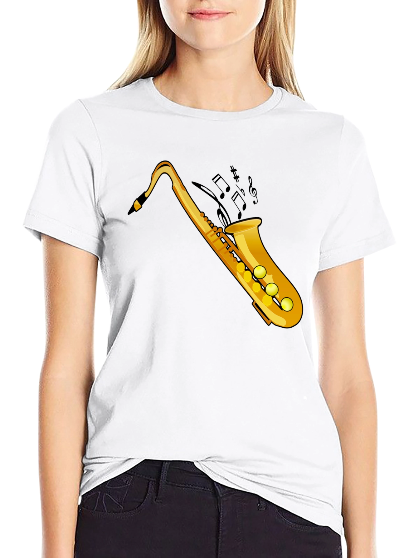 Cool Saxophone Graphic Tee - Black