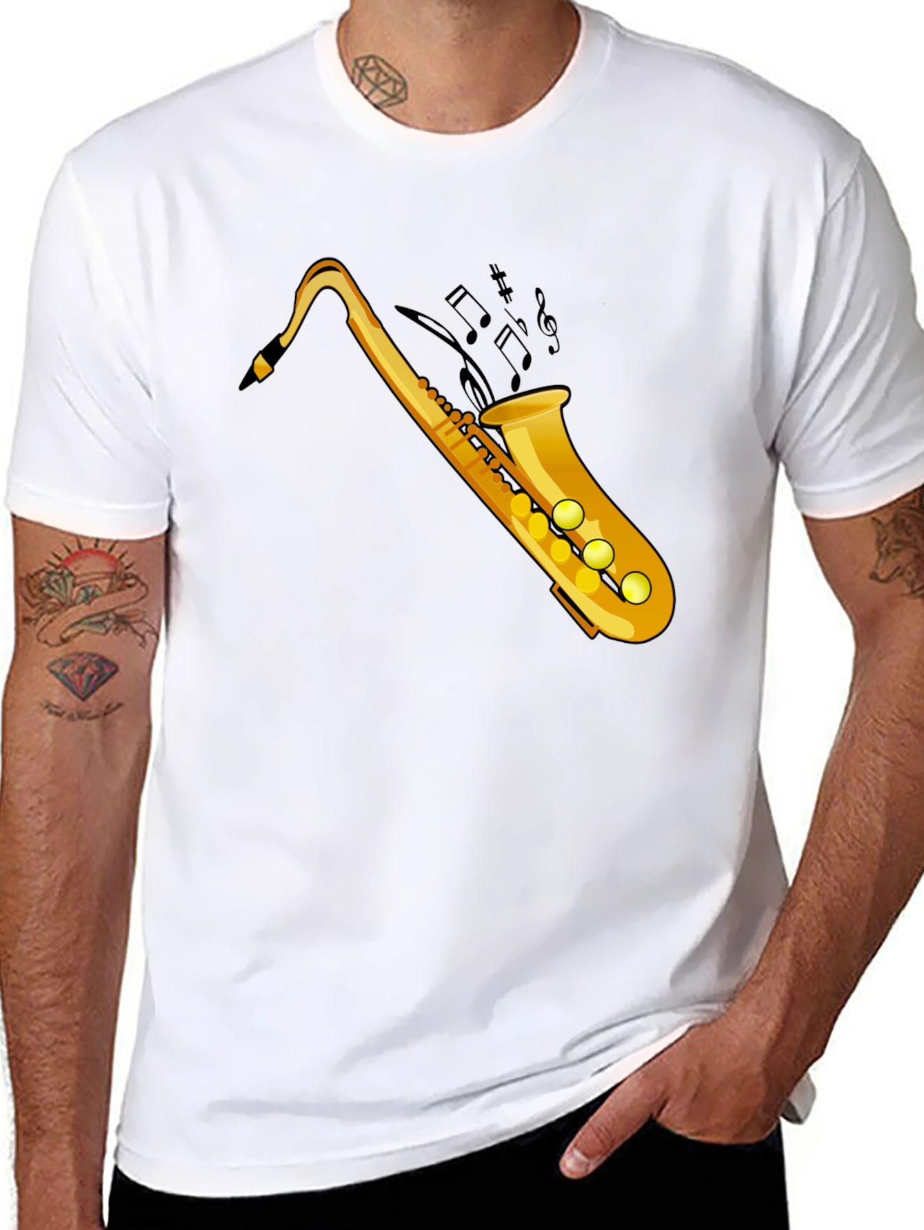 Cool Saxophone Graphic Tee - Black