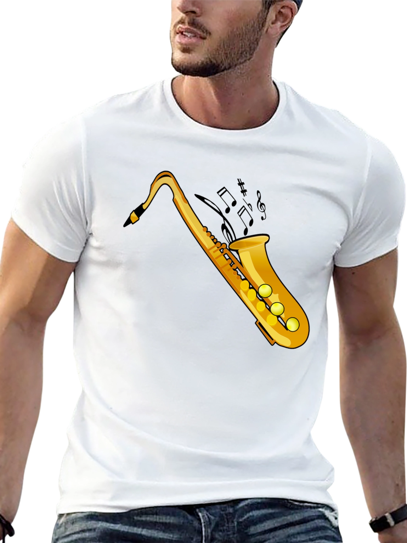 Cool Saxophone Graphic Tee - Black