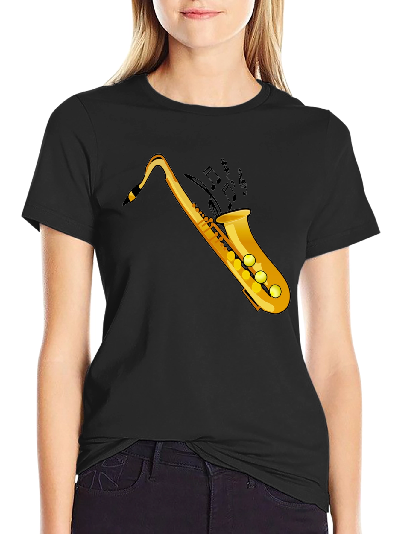 Cool Saxophone Graphic Tee - Black
